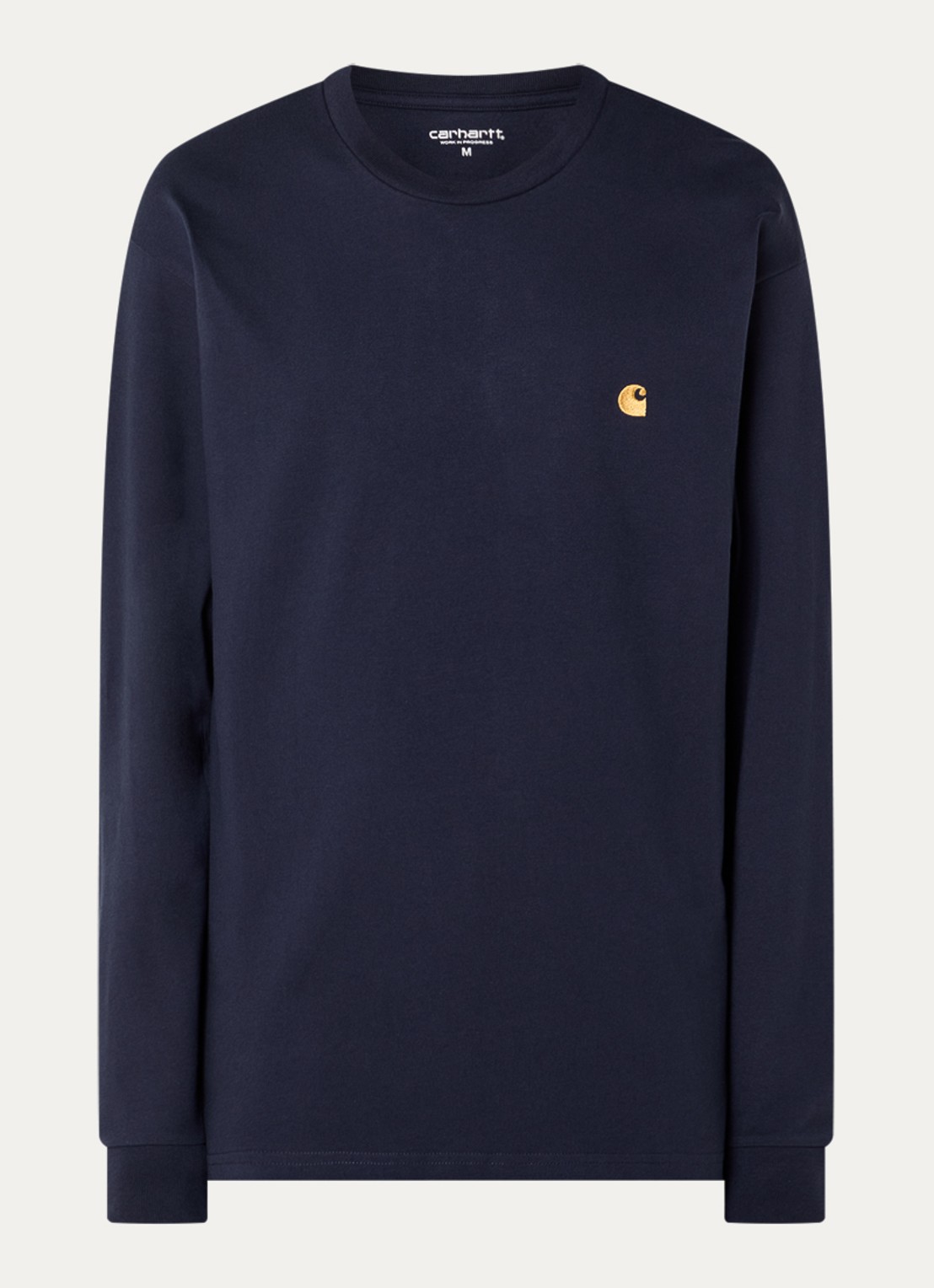 Carhartt WIP Chase longsleeve met logoborduring - voorkant 3 donkerblauw