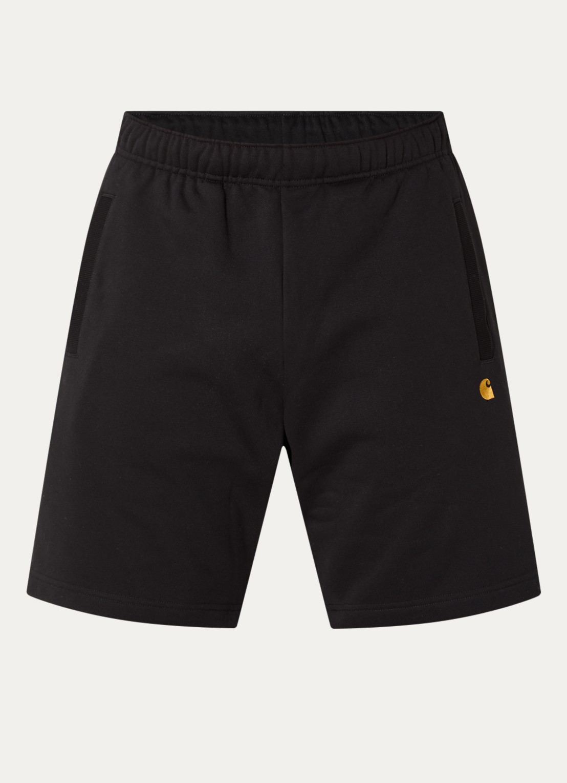 Carhartt WIP Chase straight fit korte joggingbroek met steekzakken - voorkant 3 zwart