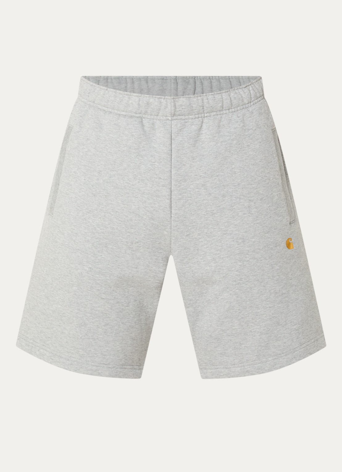 Carhartt WIP Chase straight fit korte joggingbroek met steekzakken - voorkant grijsmele