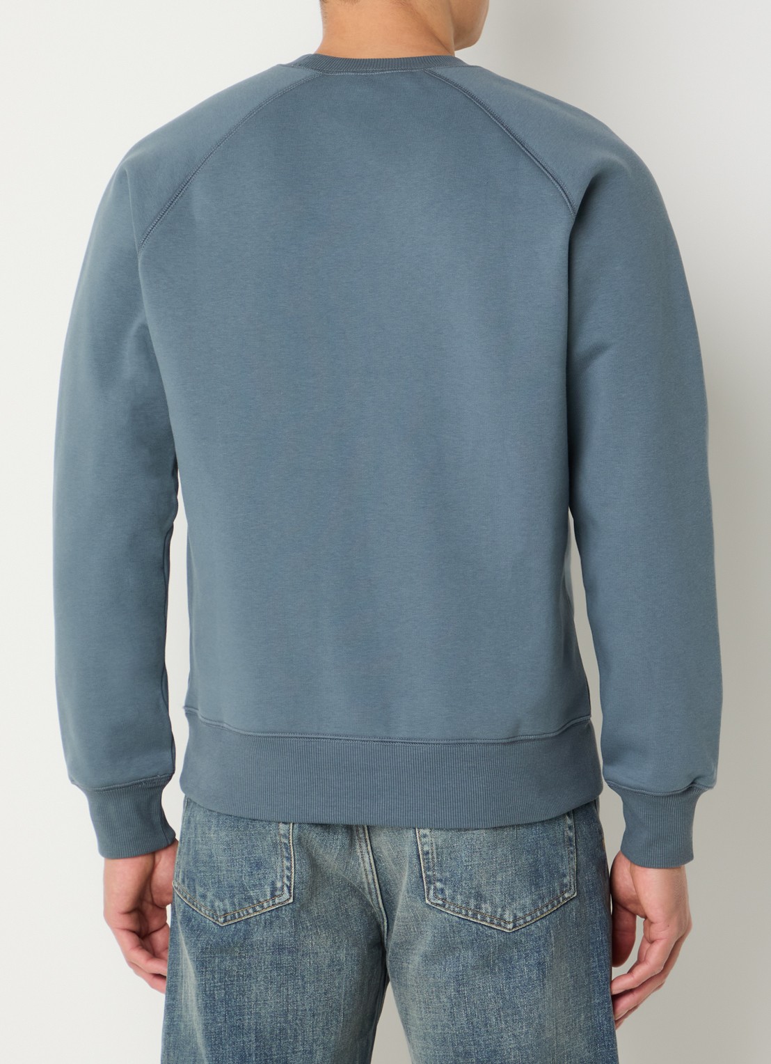 Carhartt WIP Chase sweater met logo - achterkant staalblauw