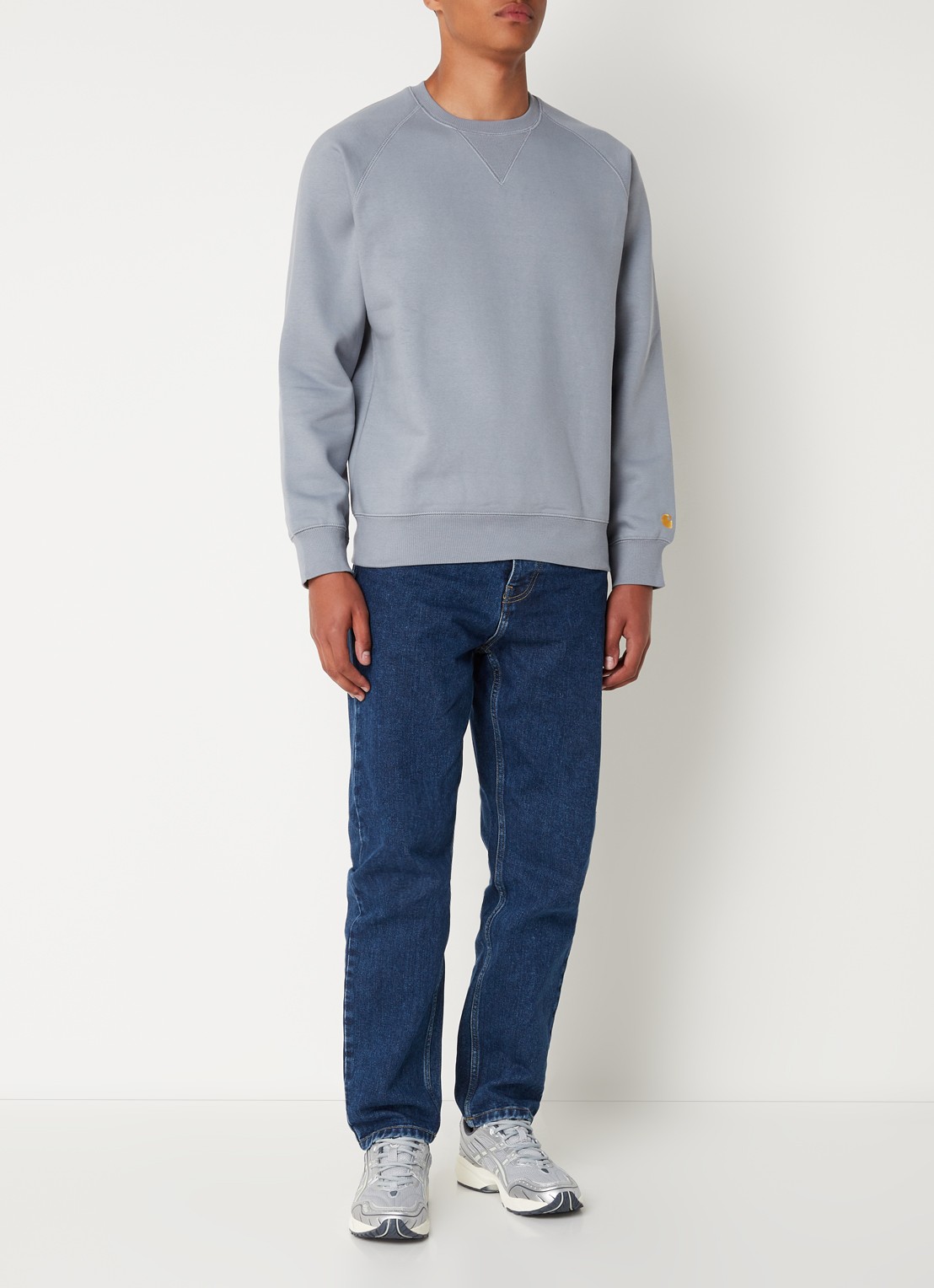 Carhartt WIP Chase sweater met logo - voorkant 3 grijs