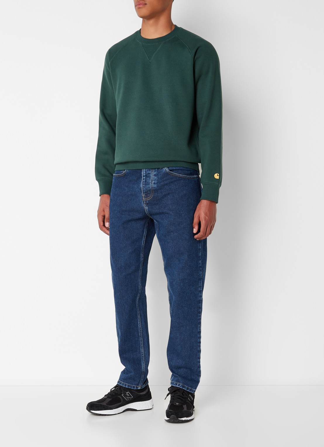 Carhartt WIP Chase sweater met logo - voorkant 4 groen