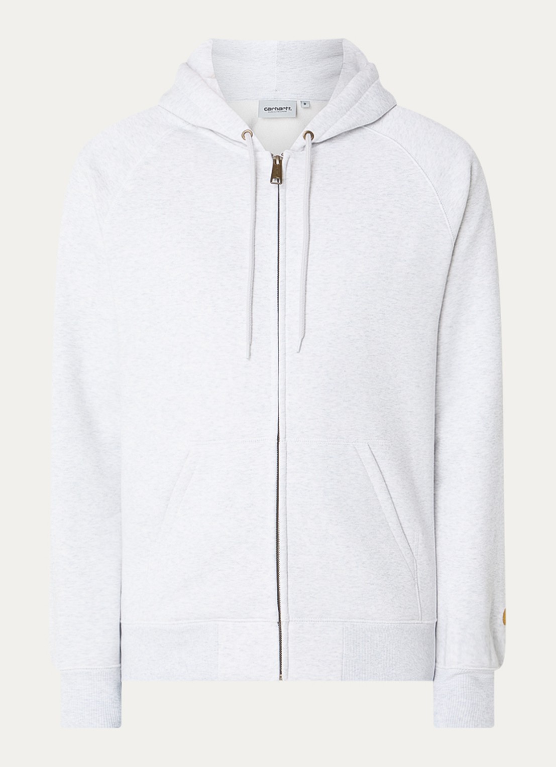 Carhartt WIP Chase sweatvest met capuchon - voorkant grijsmele
