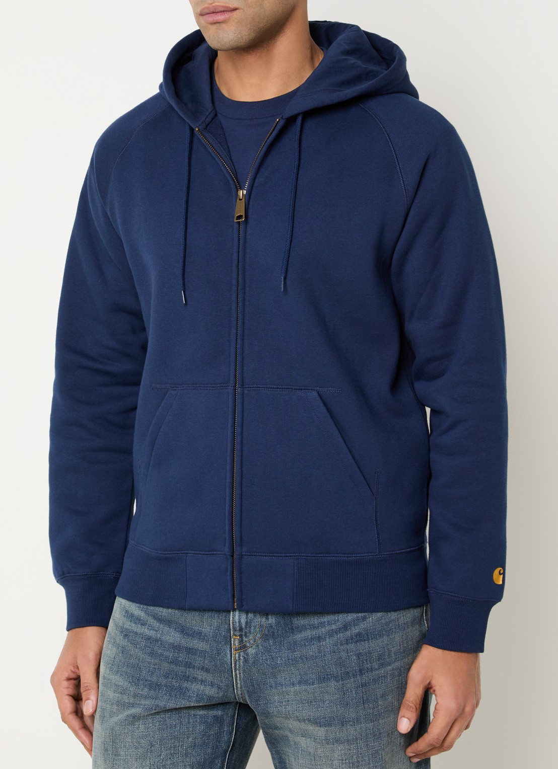 Carhartt WIP Chase sweatvest met logoborduring - detail 4 donkerblauw