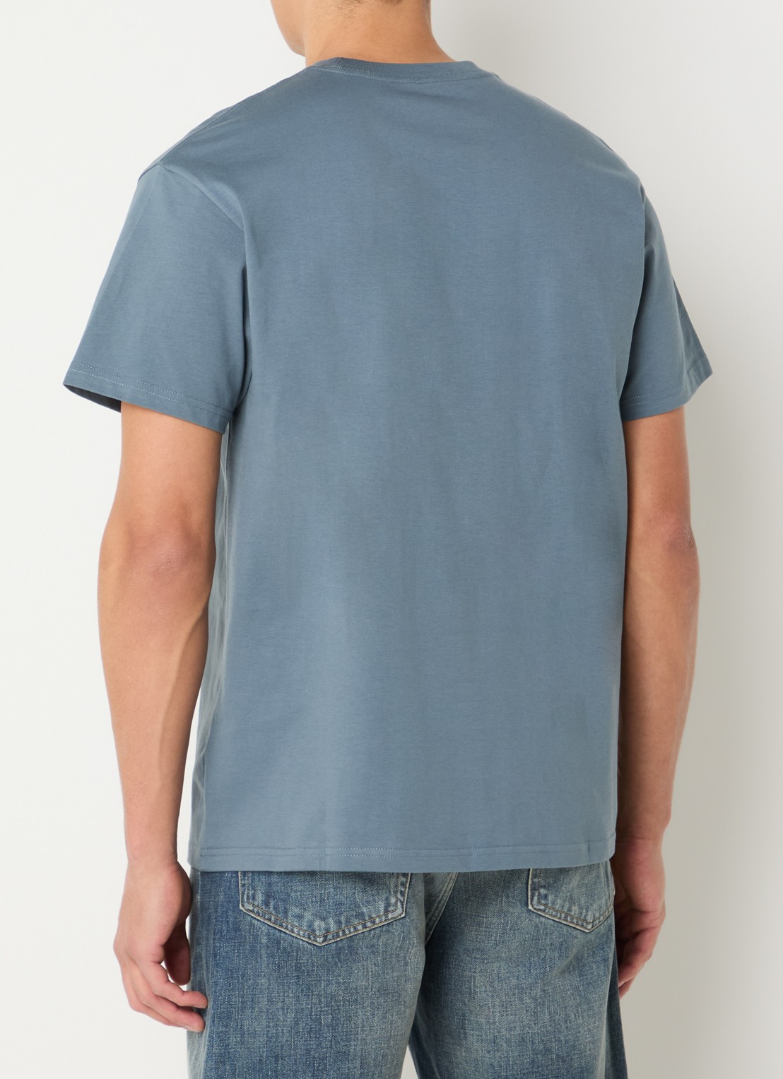 Carhartt WIP Chase T-shirt met logo - achterkant staalblauw
