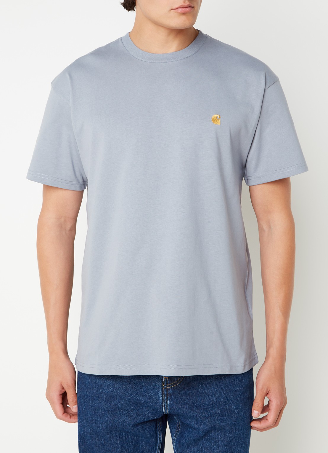 Carhartt WIP Chase T-shirt met logo - detail 3 blauwgrijs