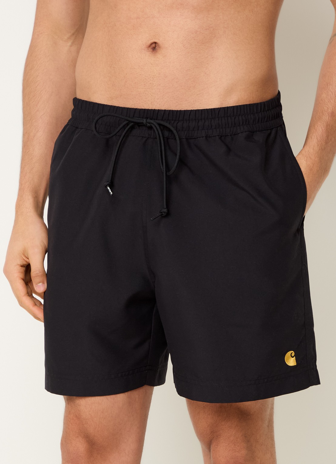 Carhartt WIP Chase zwemshorts met steekzakken en logo - detail zwart