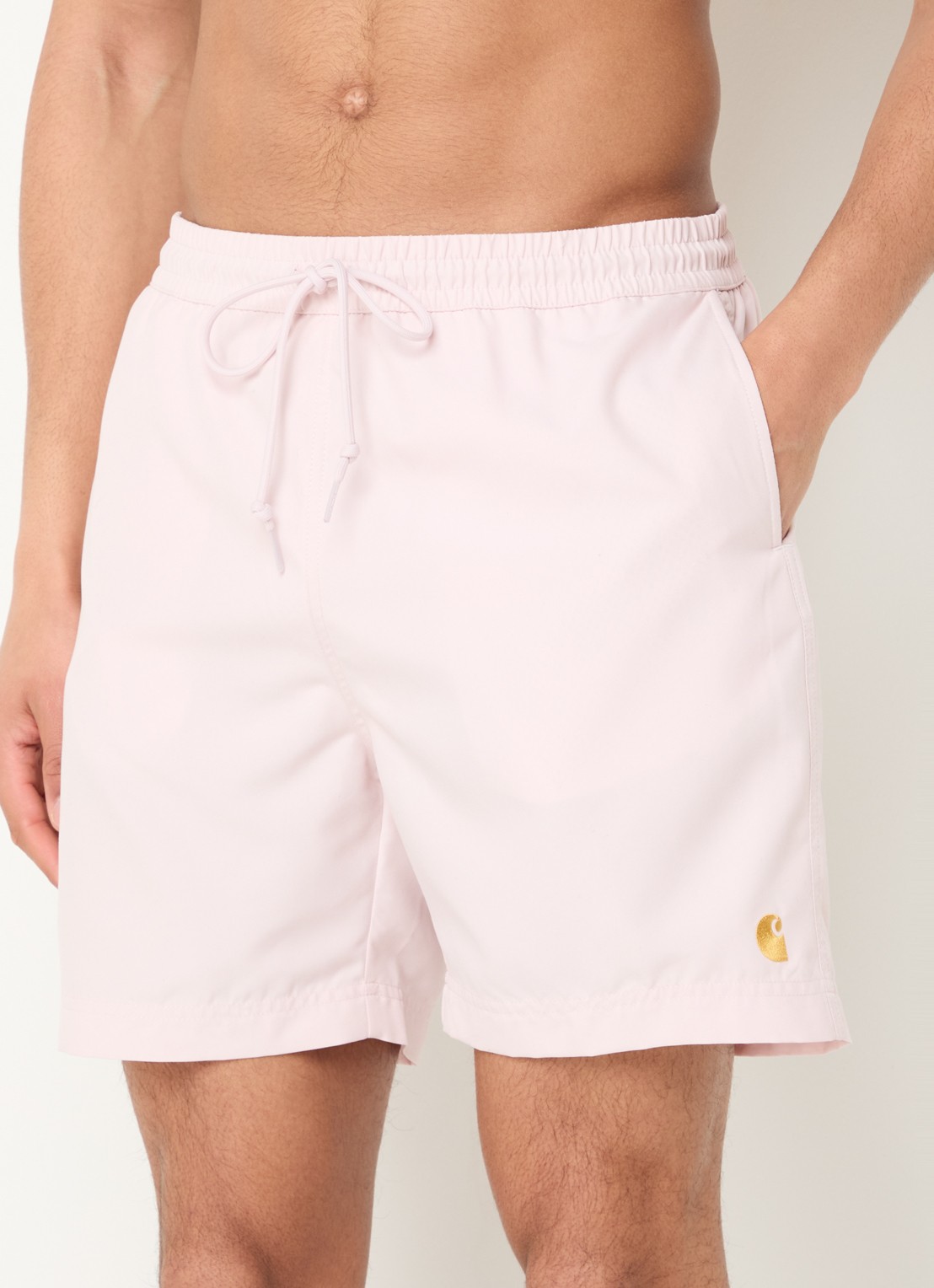 Carhartt WIP Chase zwemshorts met steekzakken en logo - detail 4 zalmroze
