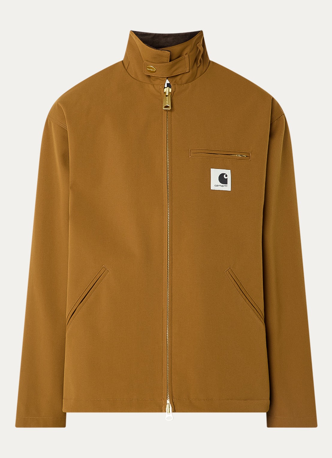 Carhartt WIP Clark barn jack met borst- en paspelzakken - voorkant cognac
