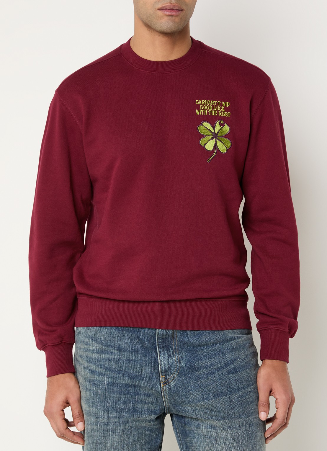 Carhartt WIP Clover sweater met logoborduring - detail 2 bordeauxrood