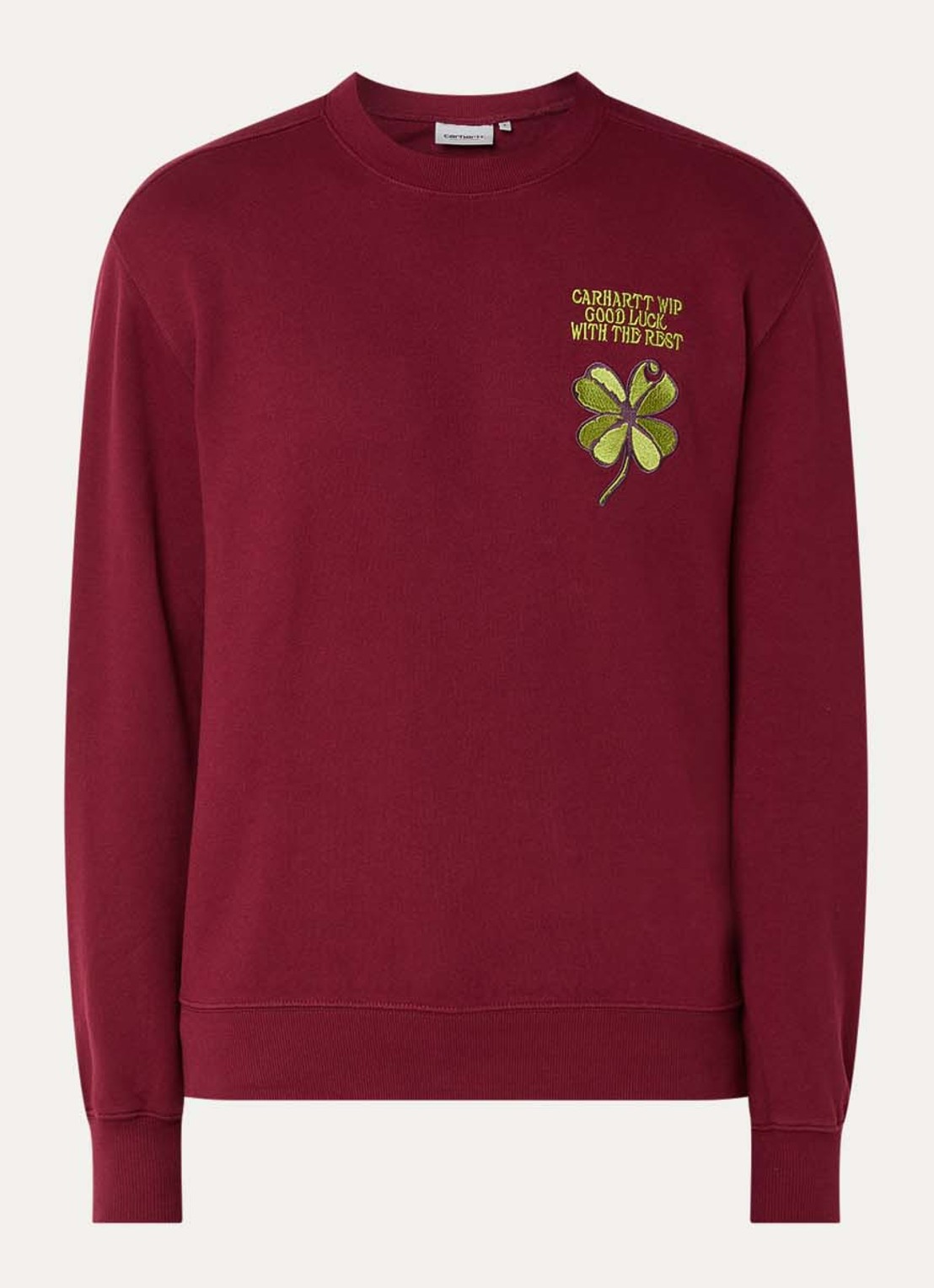 Carhartt WIP Clover sweater met logoborduring - voorkant 3 bordeauxrood