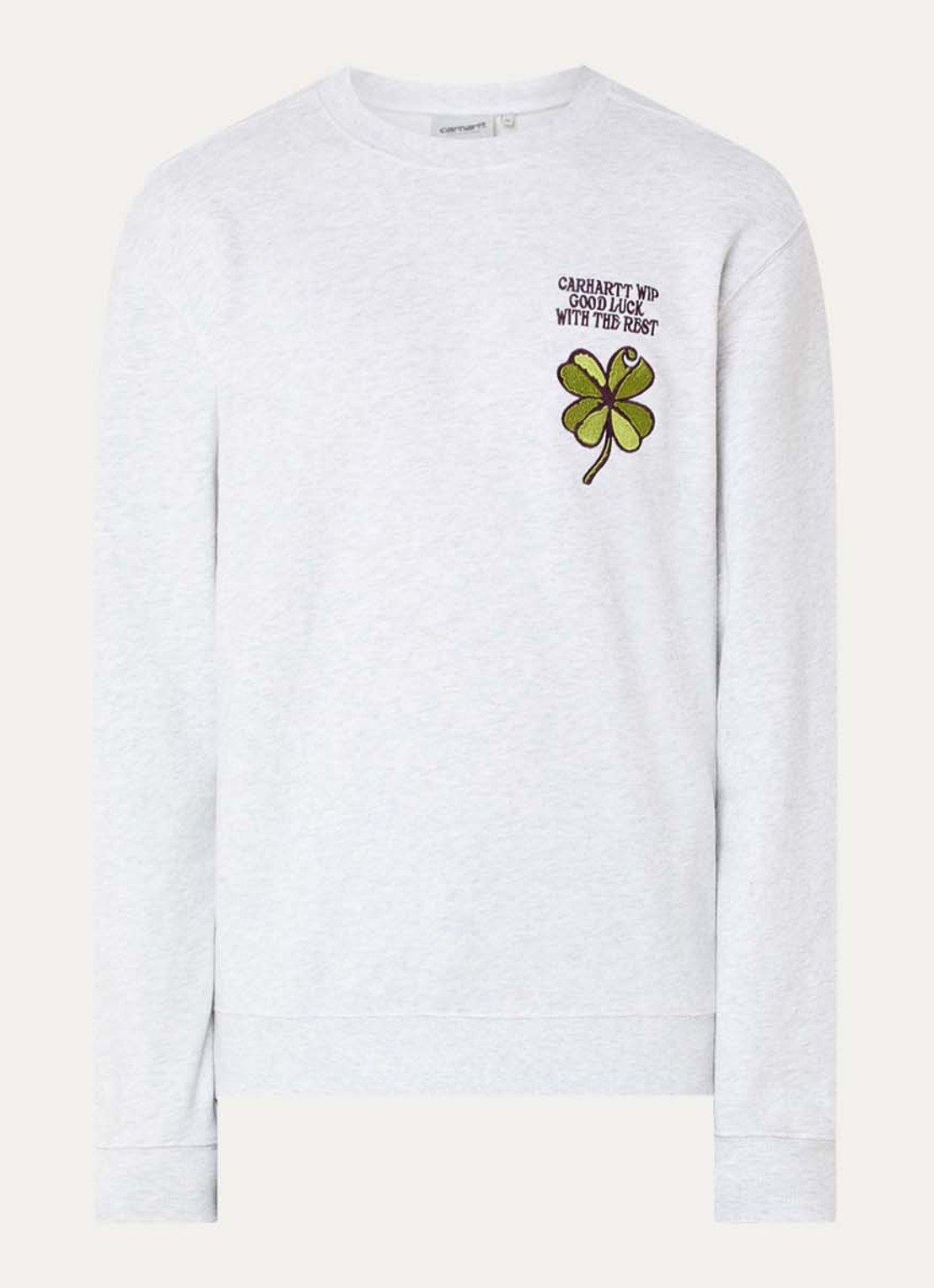 Carhartt WIP Clover sweater met logoborduring - voorkant 2 grijsmele