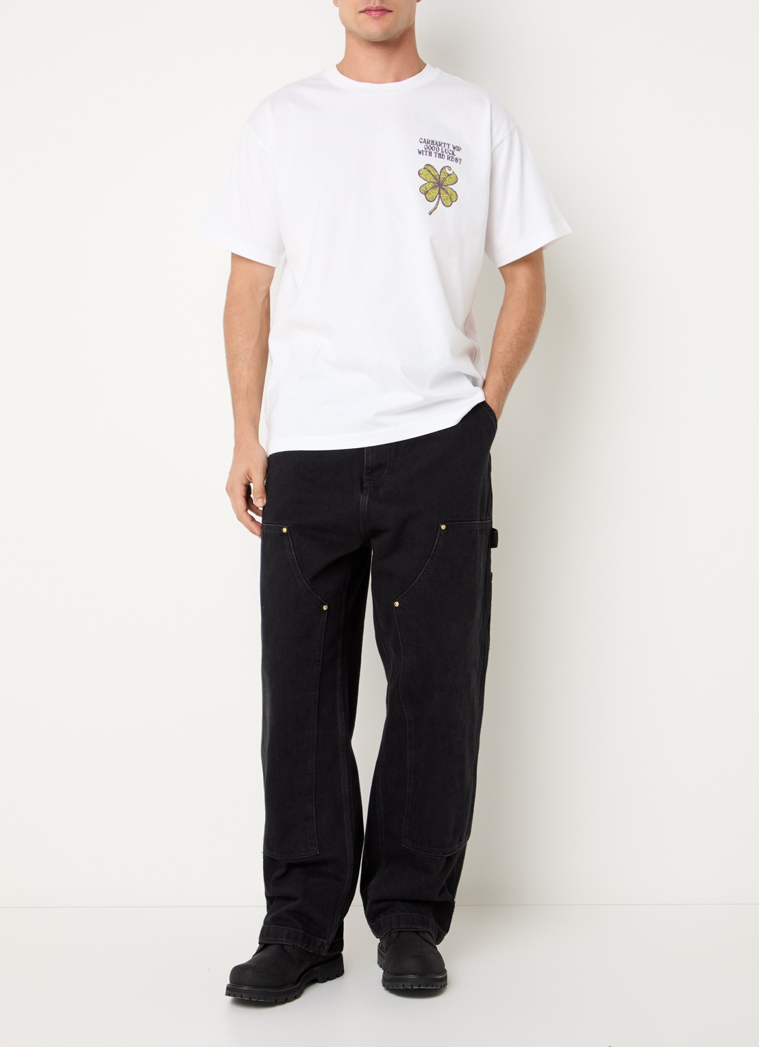 Carhartt WIP Clover T-shirt met print - voorkant 3 wit