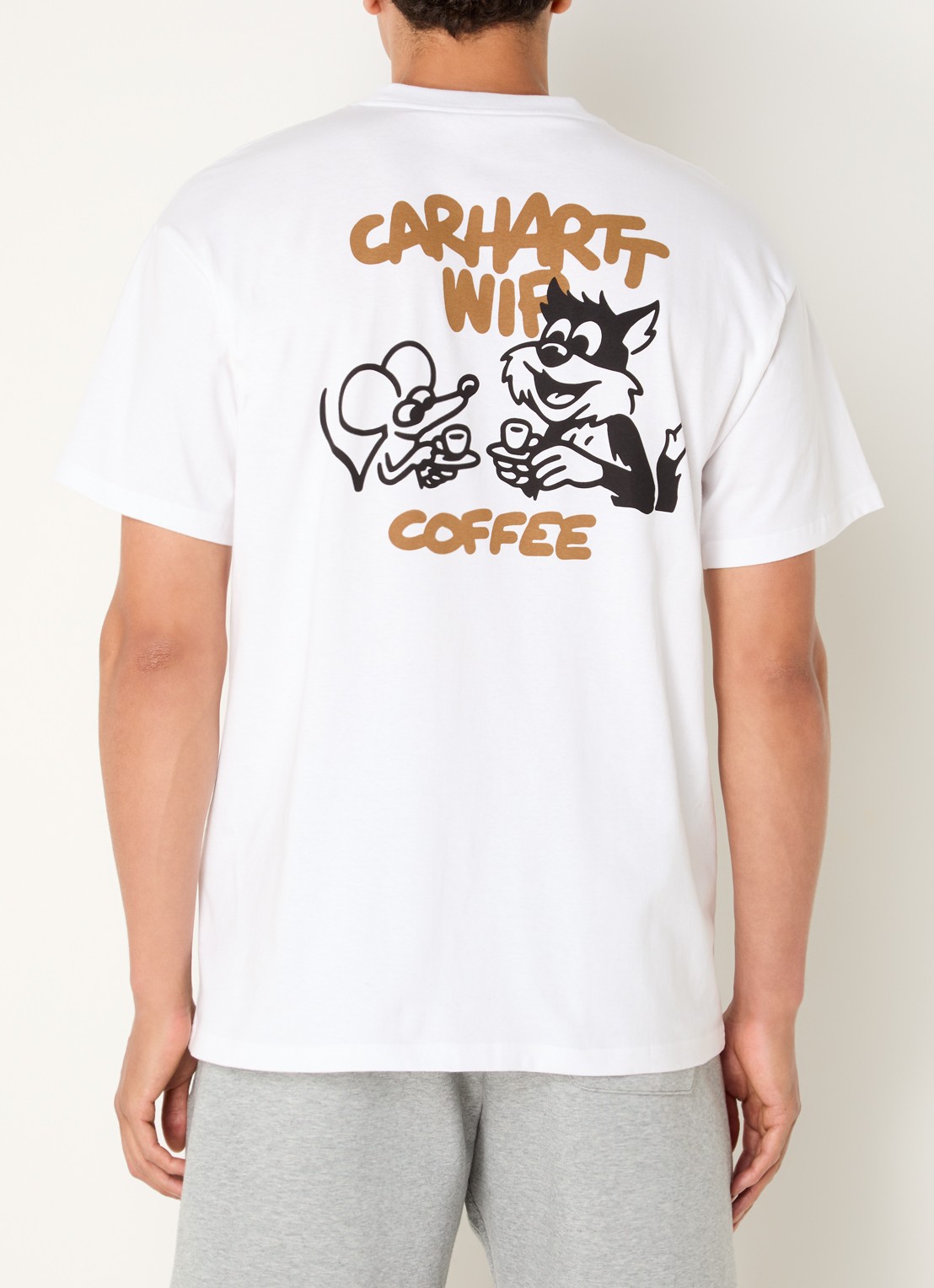 Carhartt WIP Coffee Break T-shirt met logo- en backprint - detail wit