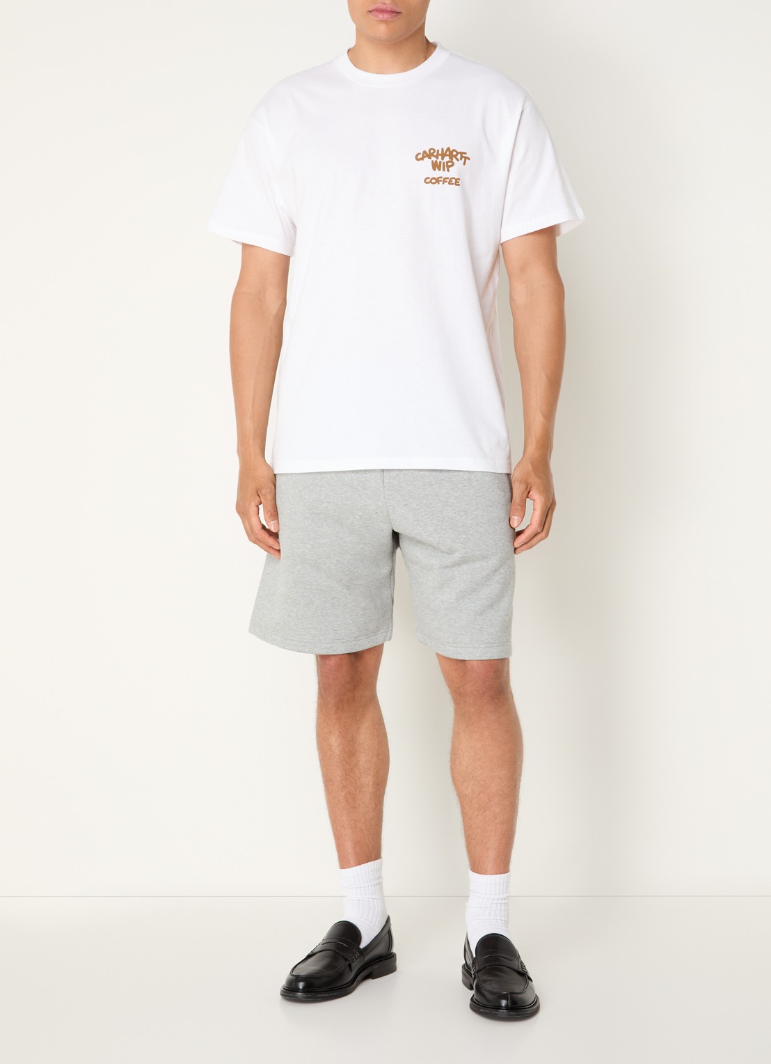 Carhartt WIP Coffee Break T-shirt met logo- en backprint - voorkant 3 wit