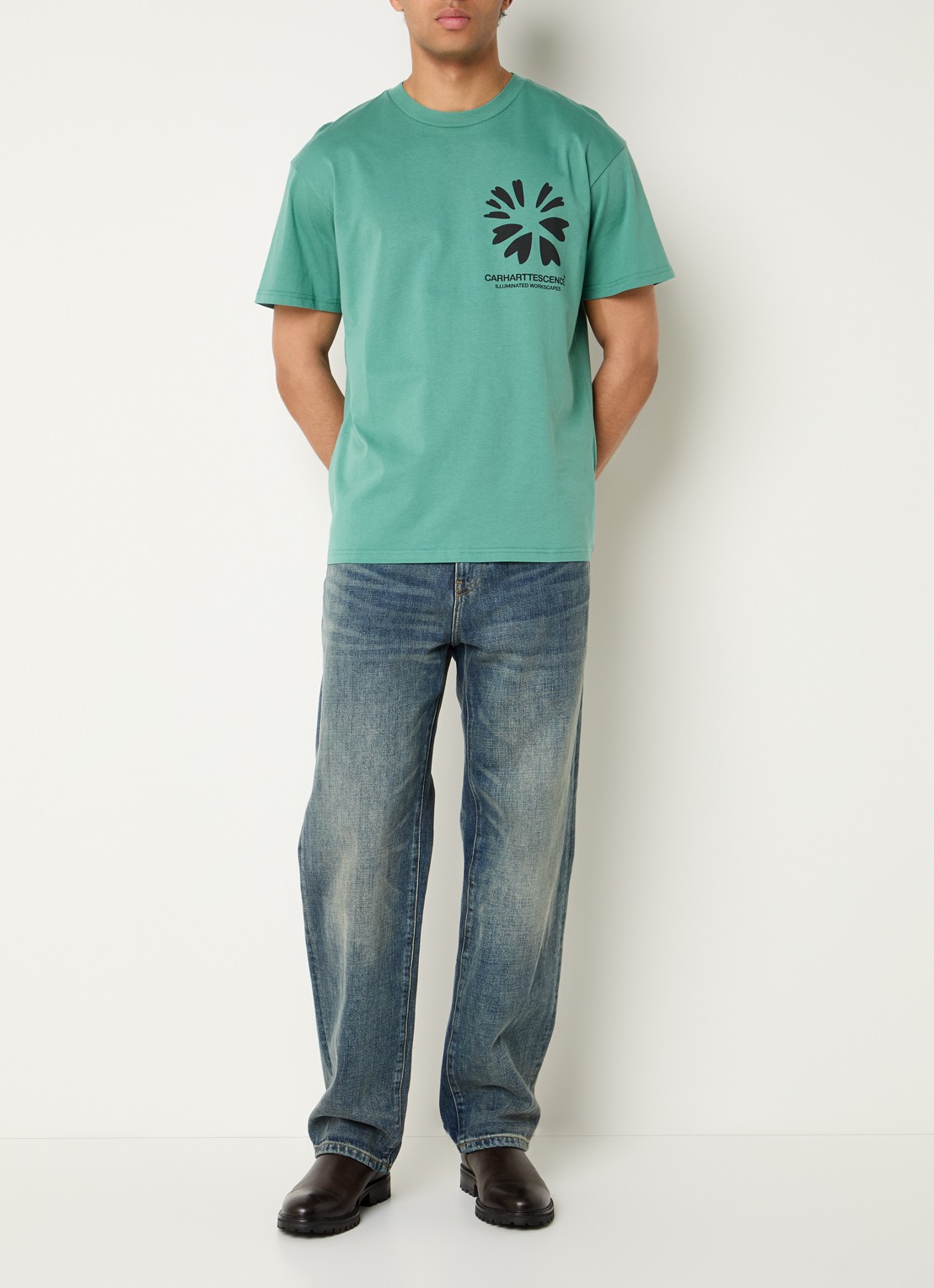 Carhartt WIP Compy T-shirt met front- en backprint - voorkant 4 mint
