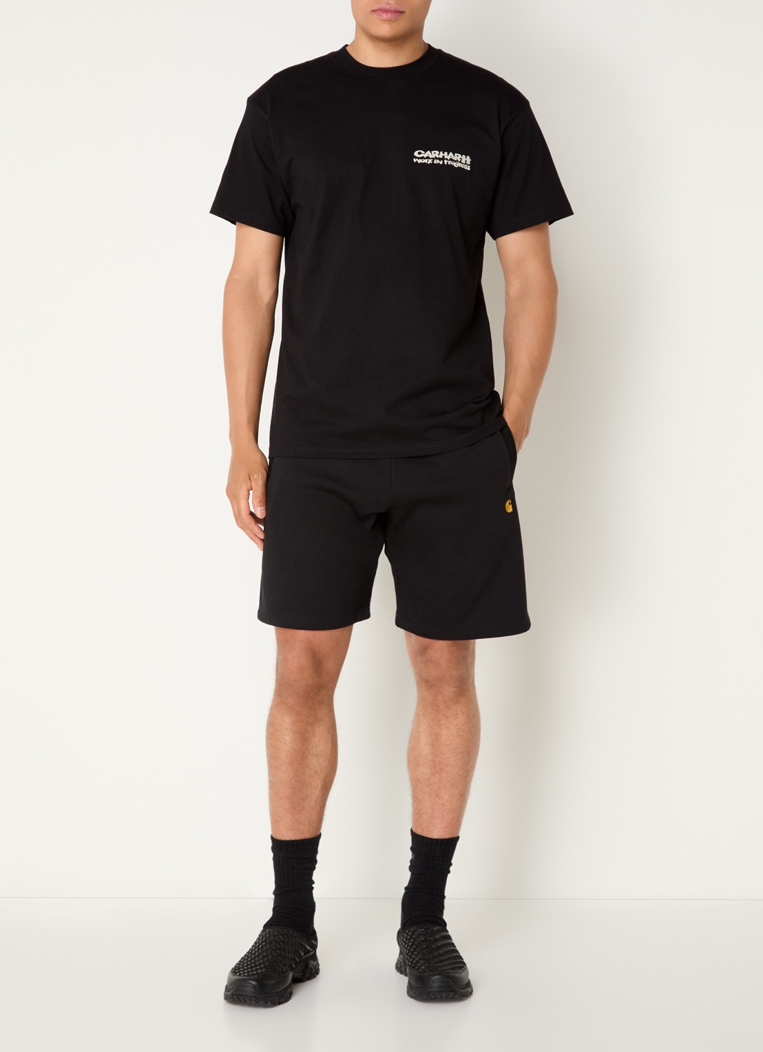 Carhartt WIP Cubist T-shirt met logo- en backprint - voorkant 4 zwart