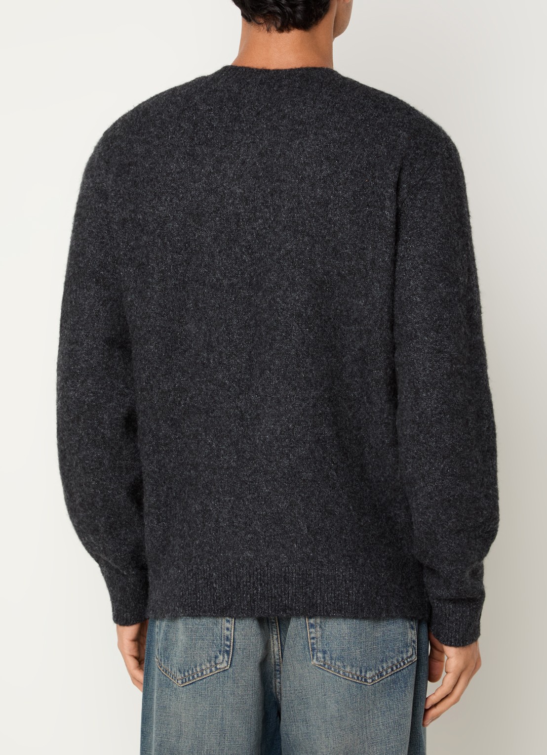 Carhartt WIP Curtis grofgebreide trui in wolblend met ronde hals - achterkant donkerblauw