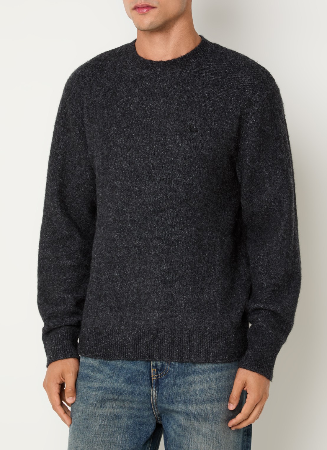 Carhartt WIP Curtis grofgebreide trui in wolblend met ronde hals - detail 4 donkerblauw