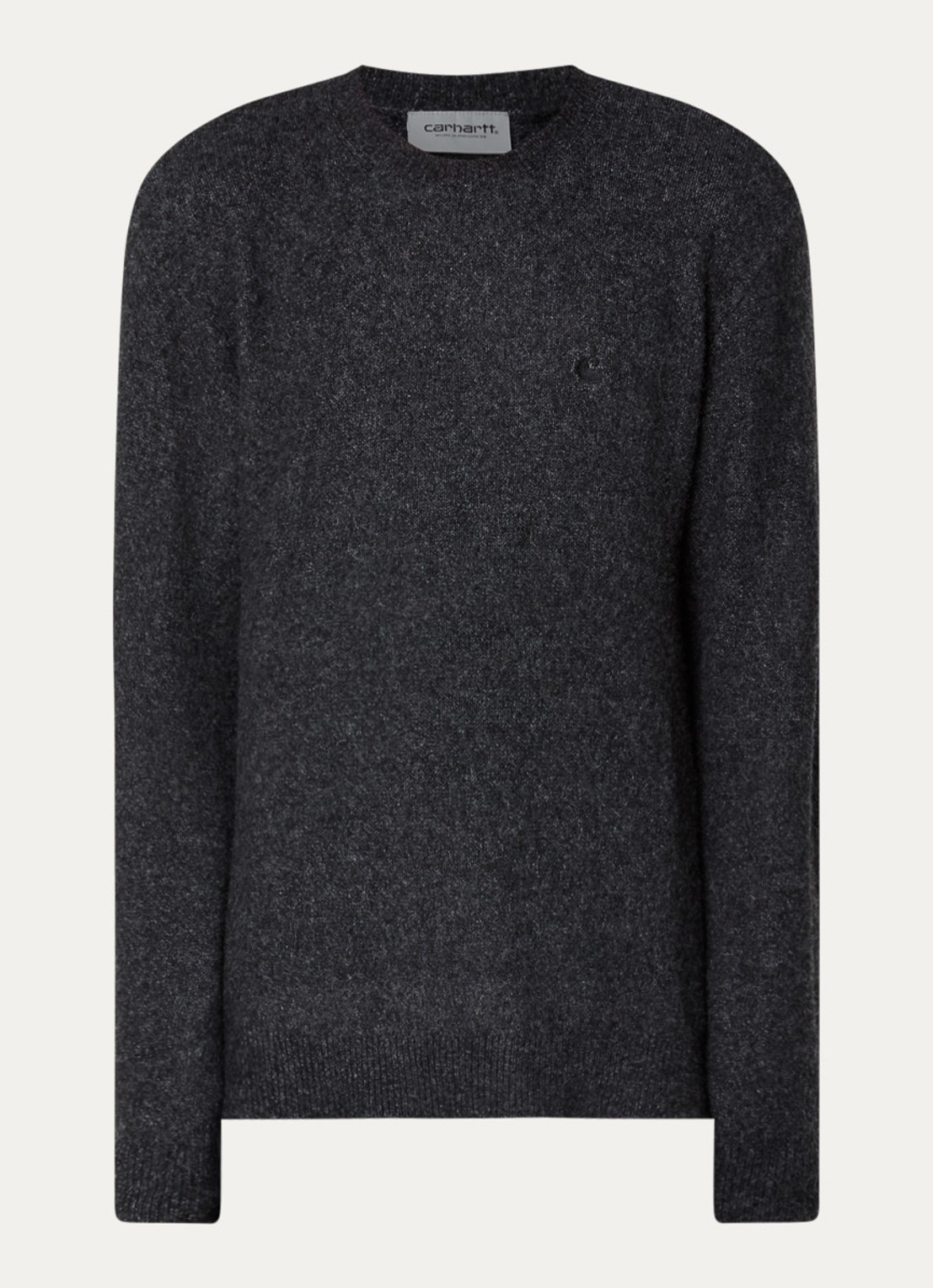 Carhartt WIP Curtis grofgebreide trui in wolblend met ronde hals - voorkant 2 donkerblauw