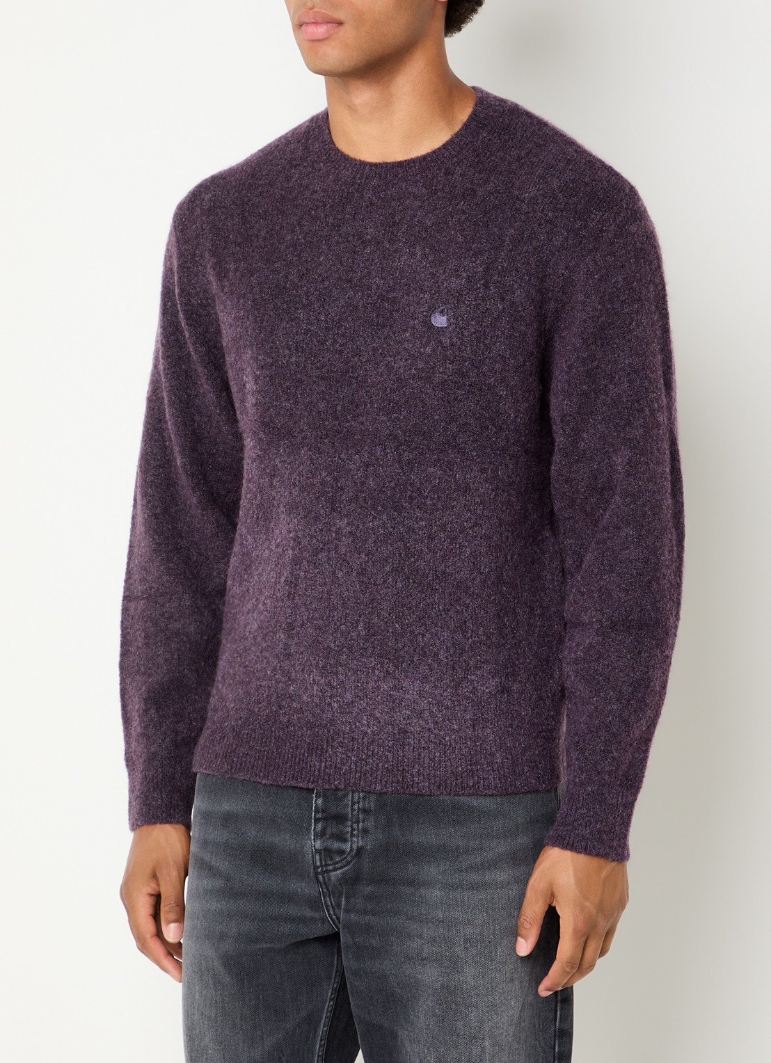 Carhartt WIP Curtis grofgebreide trui in wolblend met ronde hals - detail paars