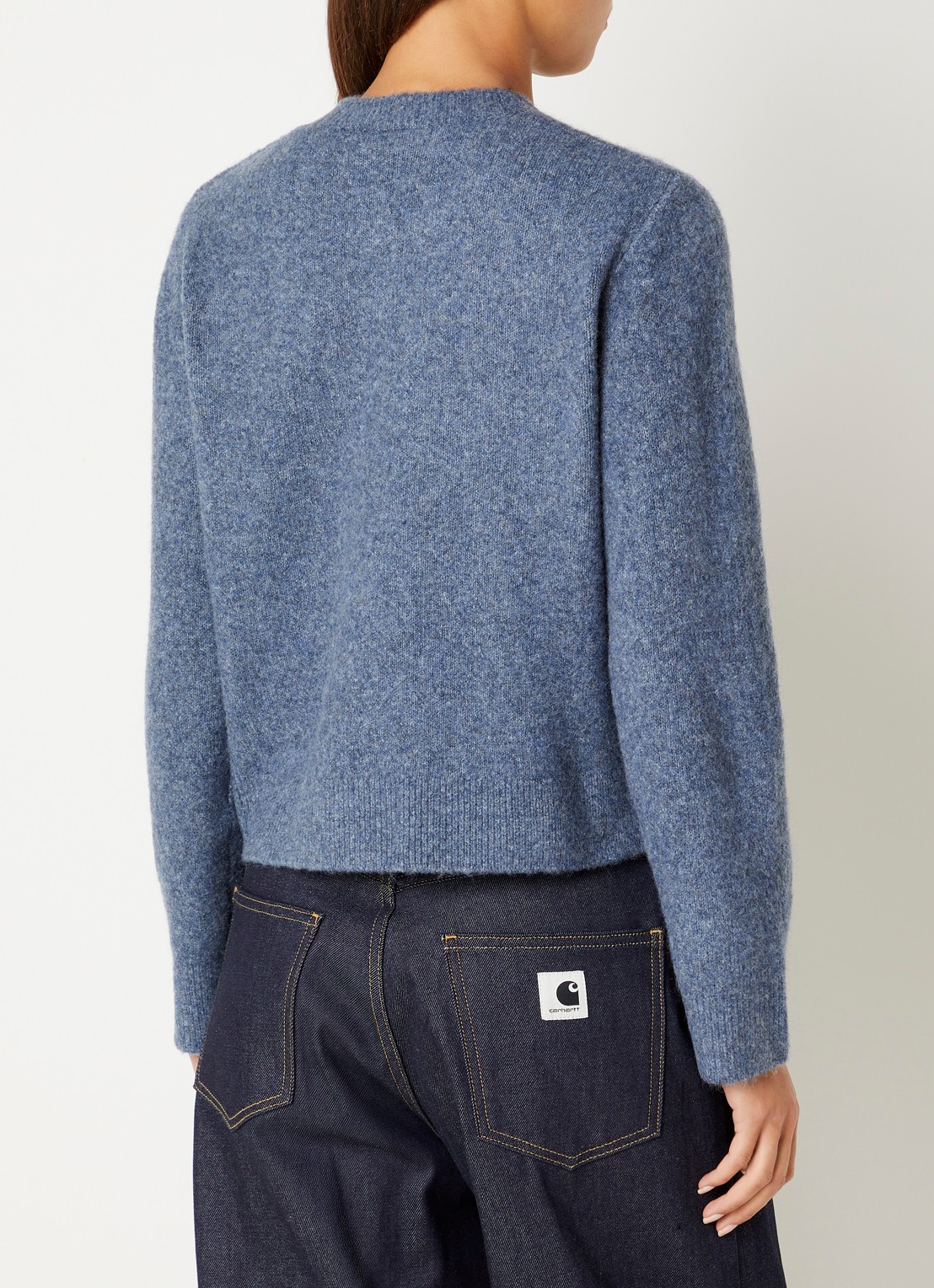 Carhartt WIP Curtis grofgebreide trui met logo - achterkant 4 blauw