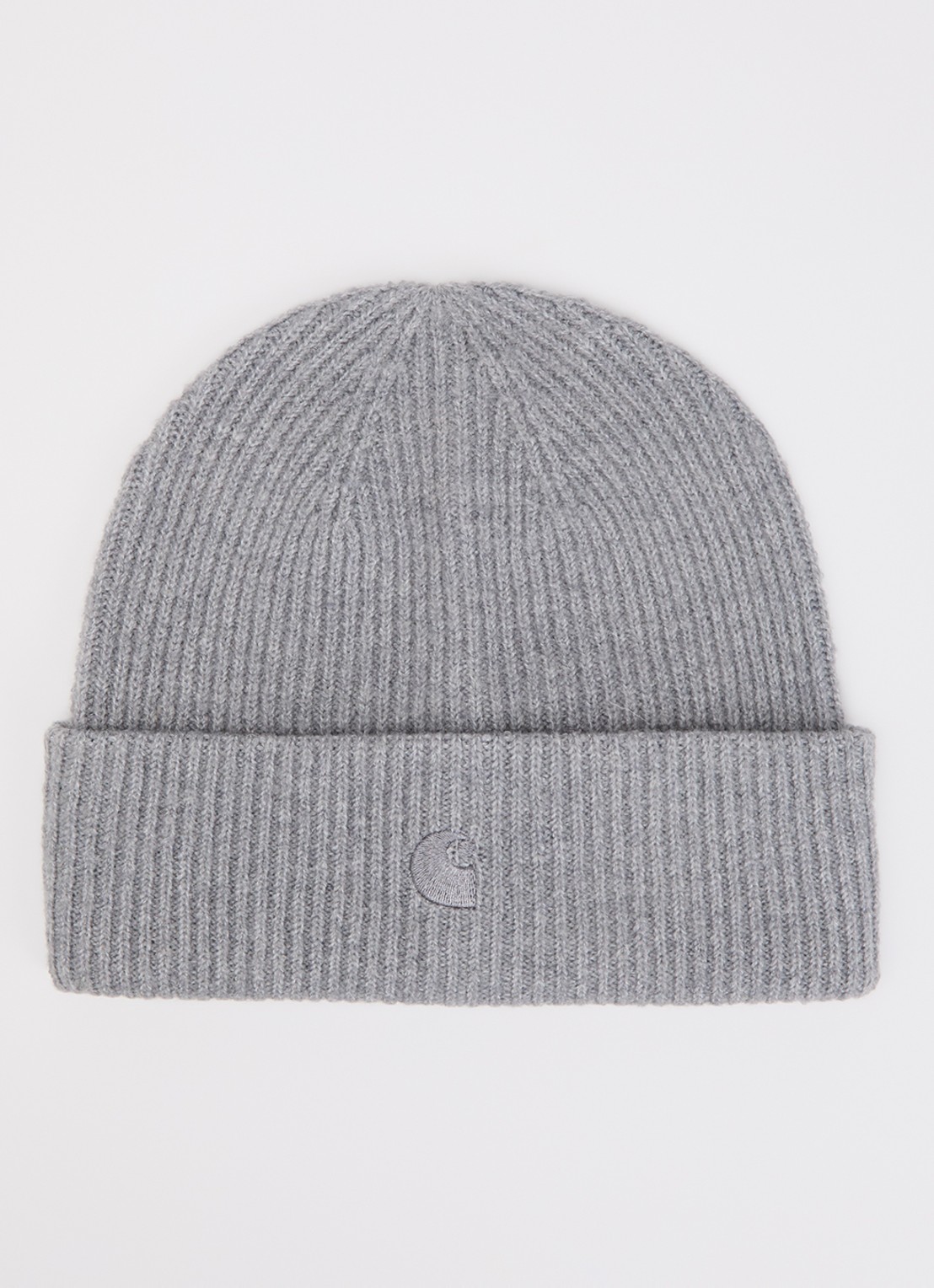 Carhartt WIP Curtis muts in wolblend met logoborduring - voorkant grijsmele