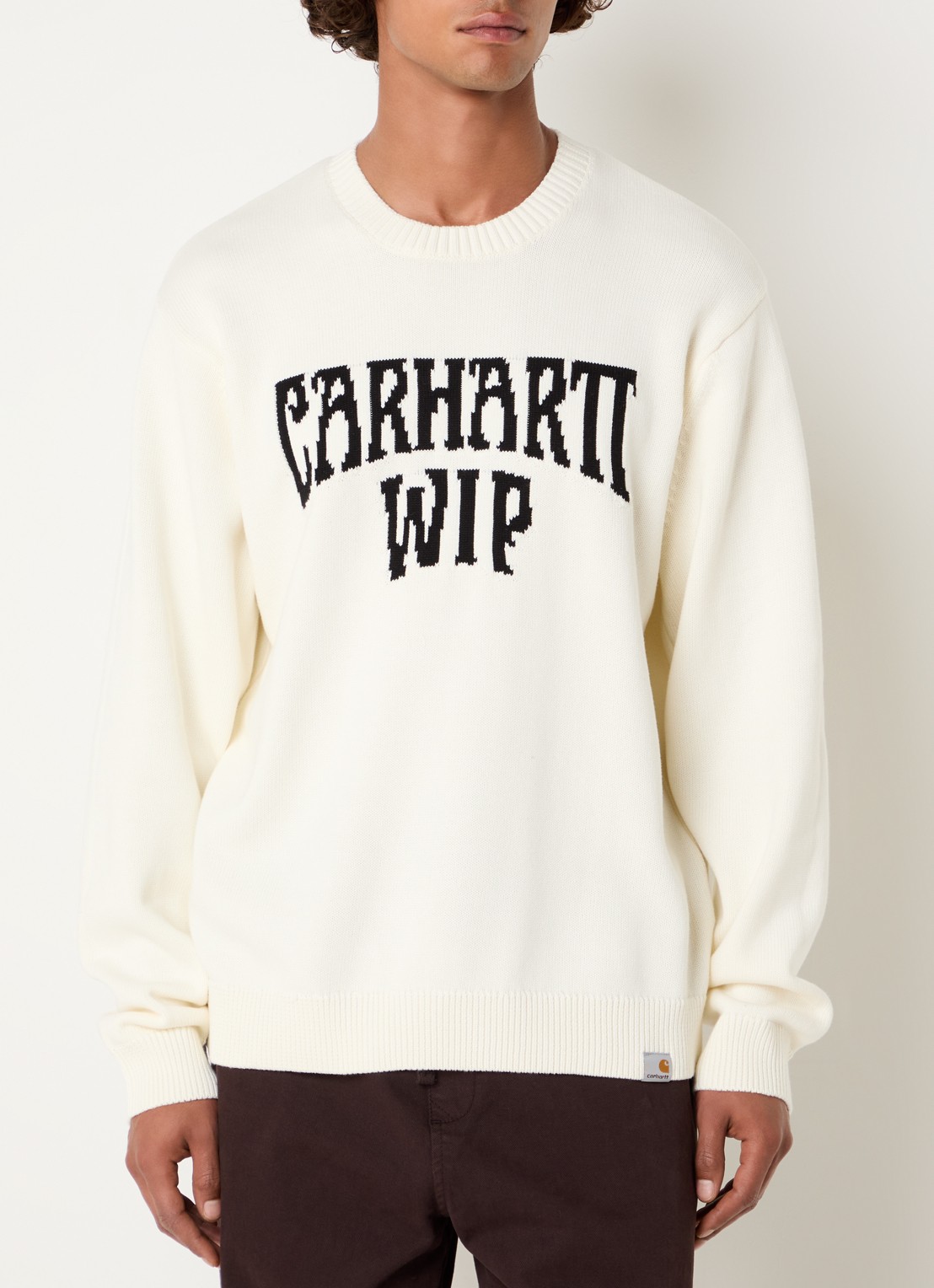 Carhartt WIP Deck fijngebreide trui met logo - detail 2 gebroken wit
