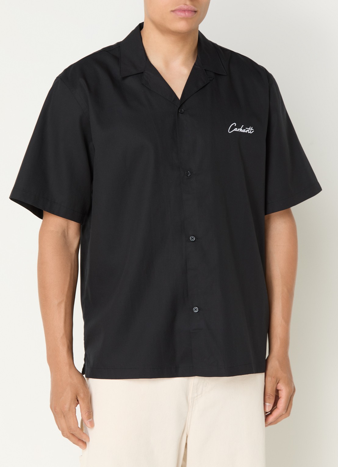 Carhartt WIP Delray regular fit overhemd met logoborduring - detail 4 zwart