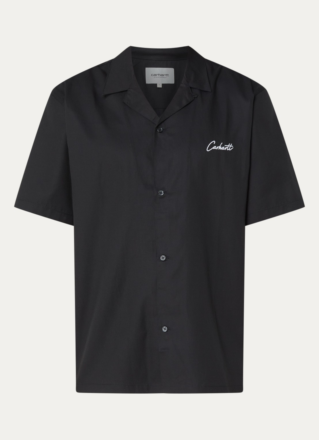Carhartt WIP Delray regular fit overhemd met logoborduring - voorkant zwart