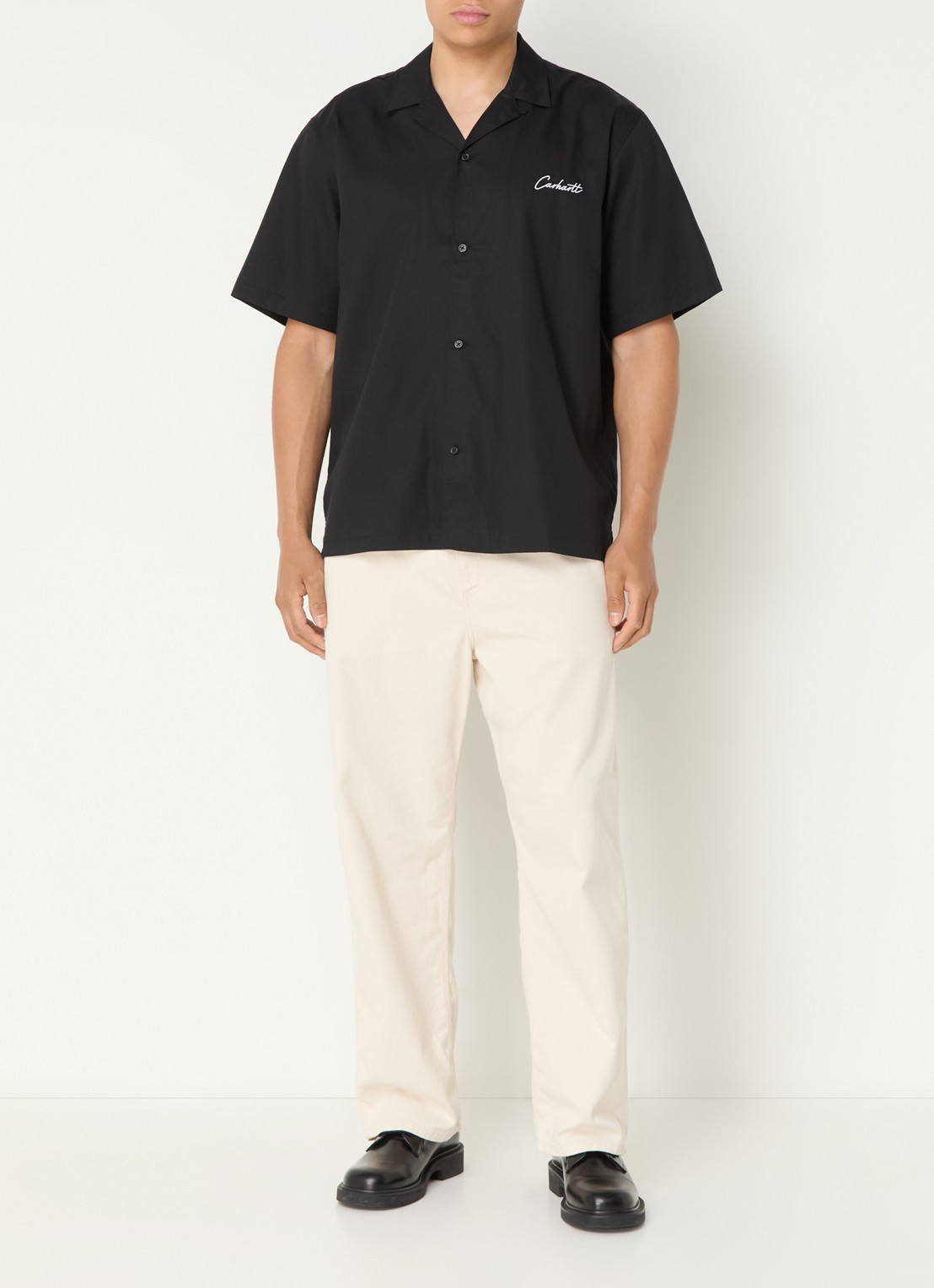 Carhartt WIP Delray regular fit overhemd met logoborduring - voorkant 2 zwart