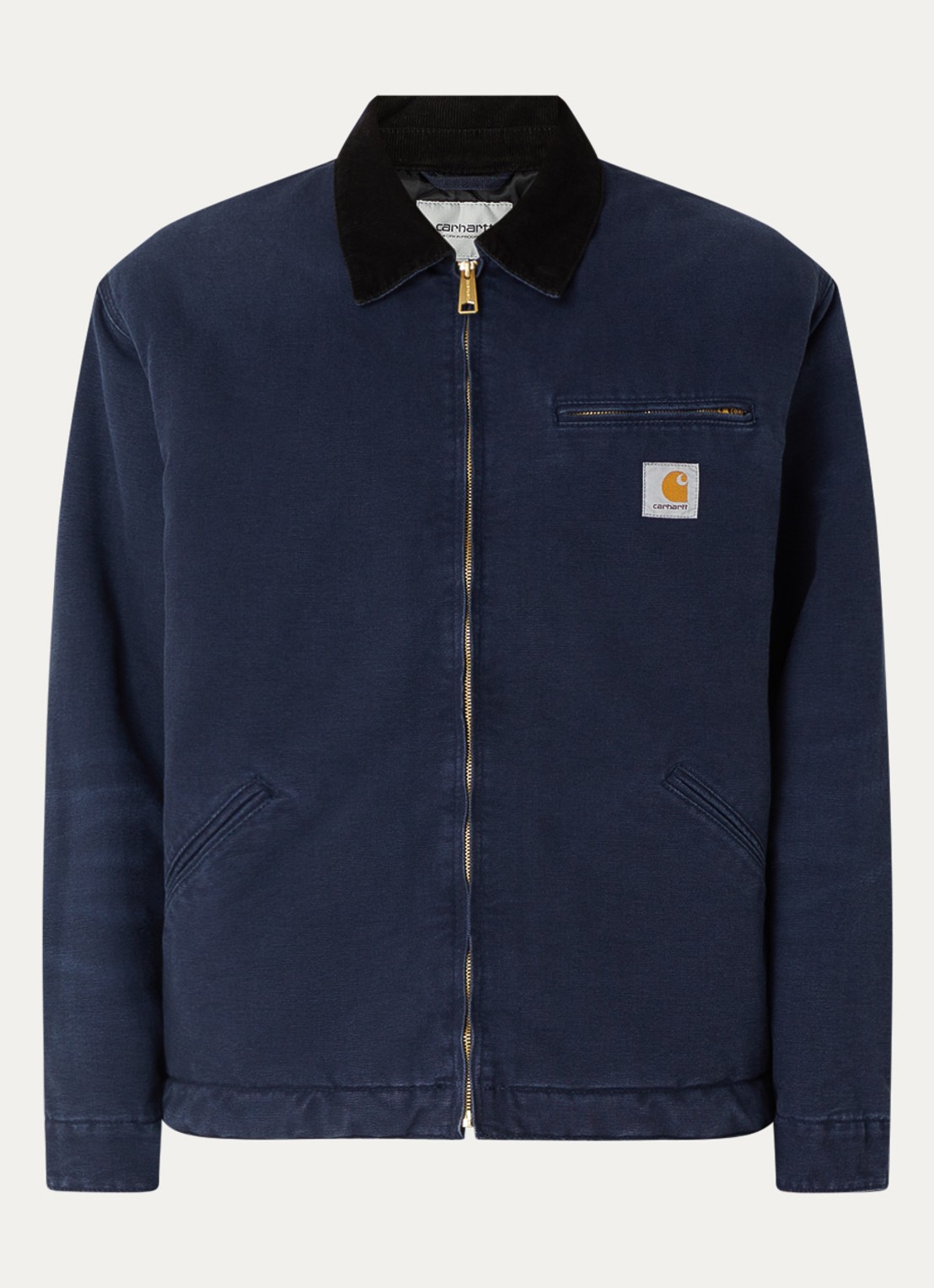 Carhartt WIP Detroit jack met details van corduroy - voorkant 3 donkerblauw