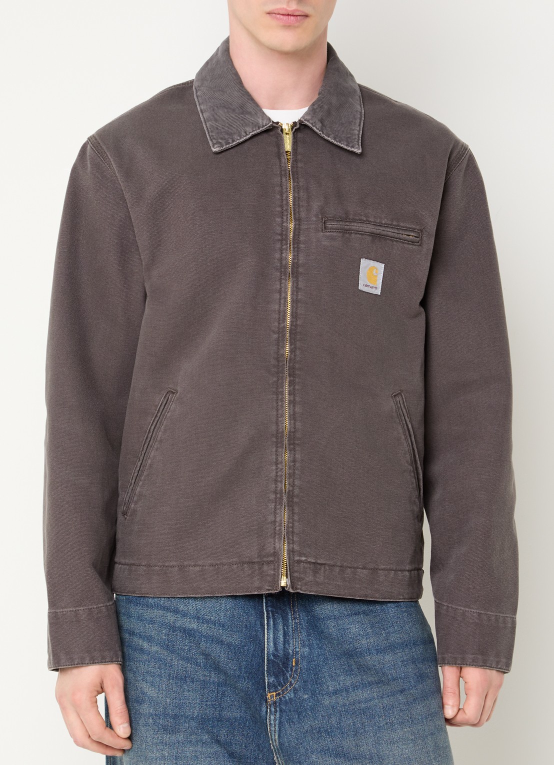 Carhartt WIP Detroit jack met details van corduroy - detail 2 taupe