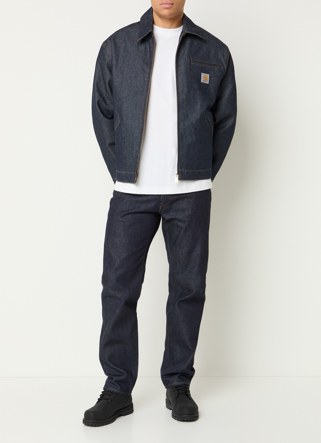 Carhartt WIP Detroit spijkerjas met steekzakken en logo - voorkant 4 indigo