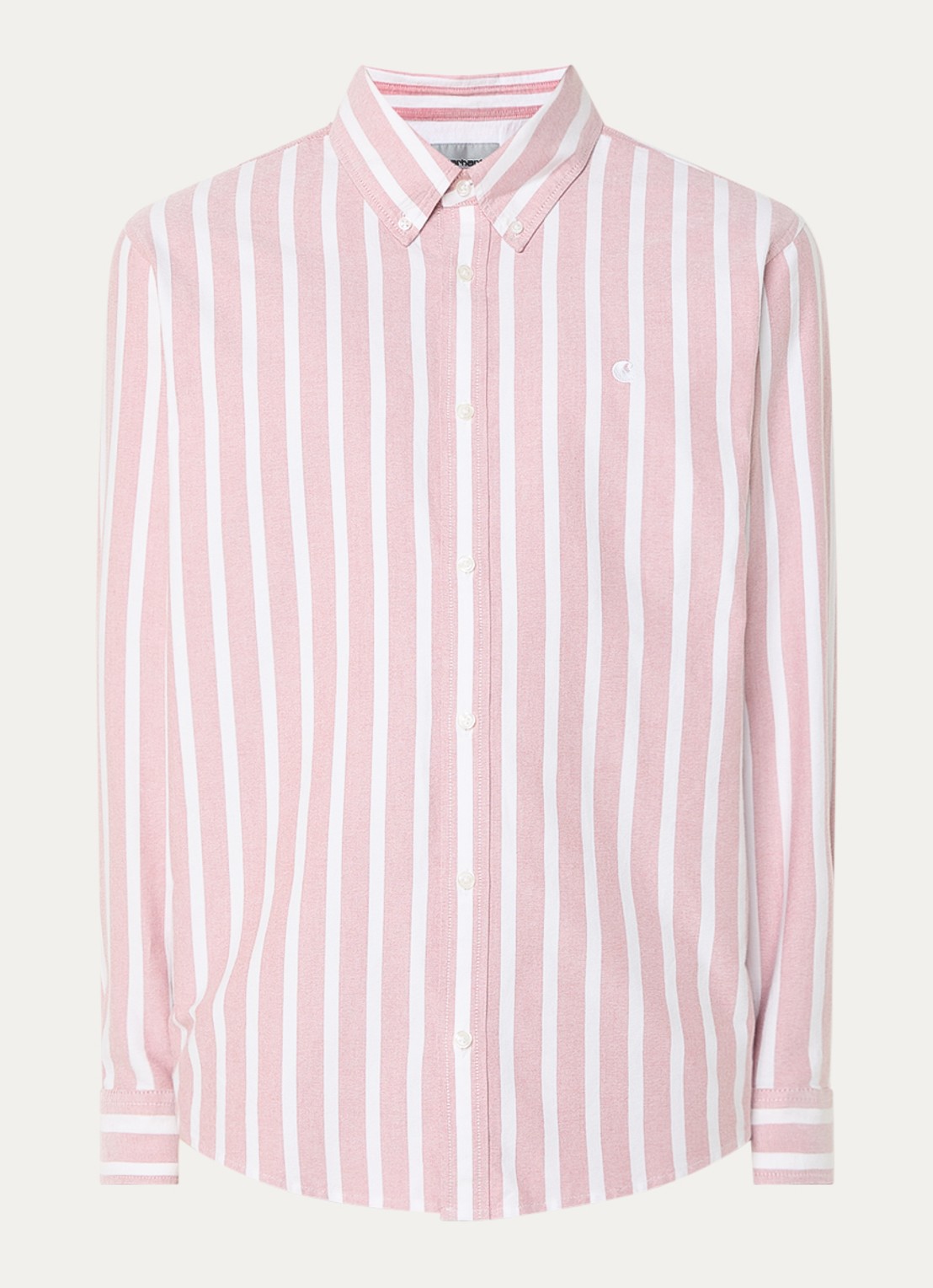 Carhartt WIP Deven regular fit overhemd met streepprint - voorkant 3 lichtrood