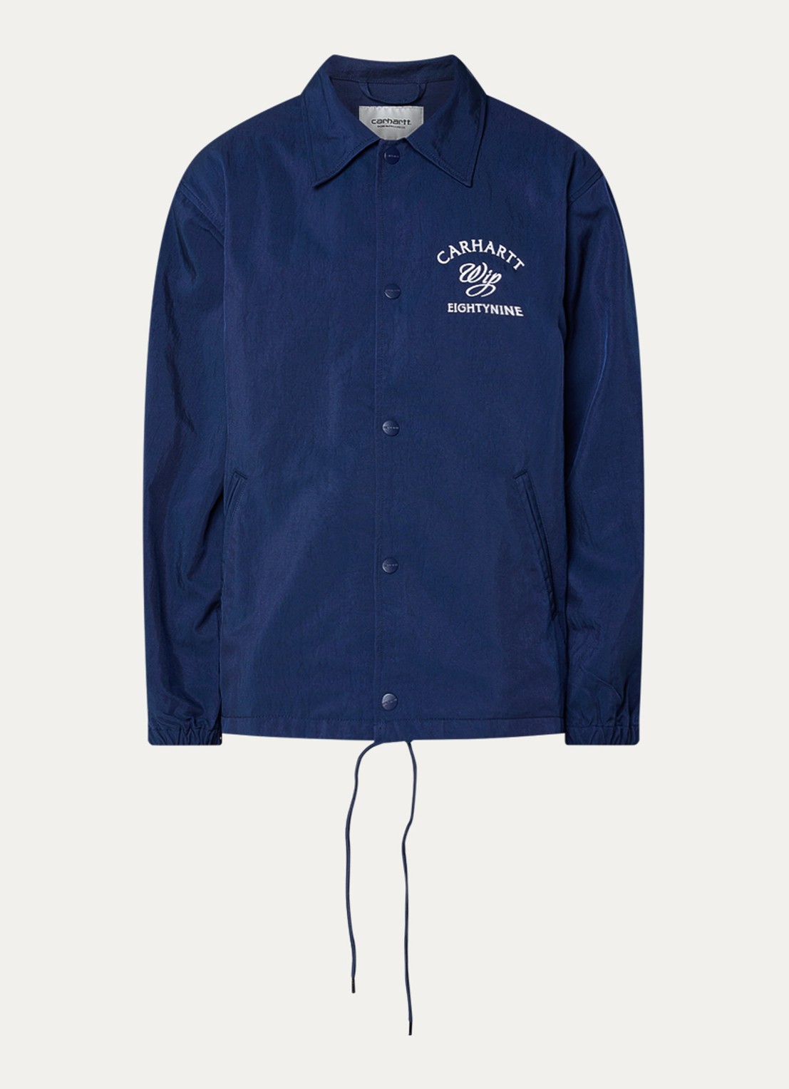Carhartt WIP Eightynine Coach softshell jack met steekzakken - voorkant 2 indigo