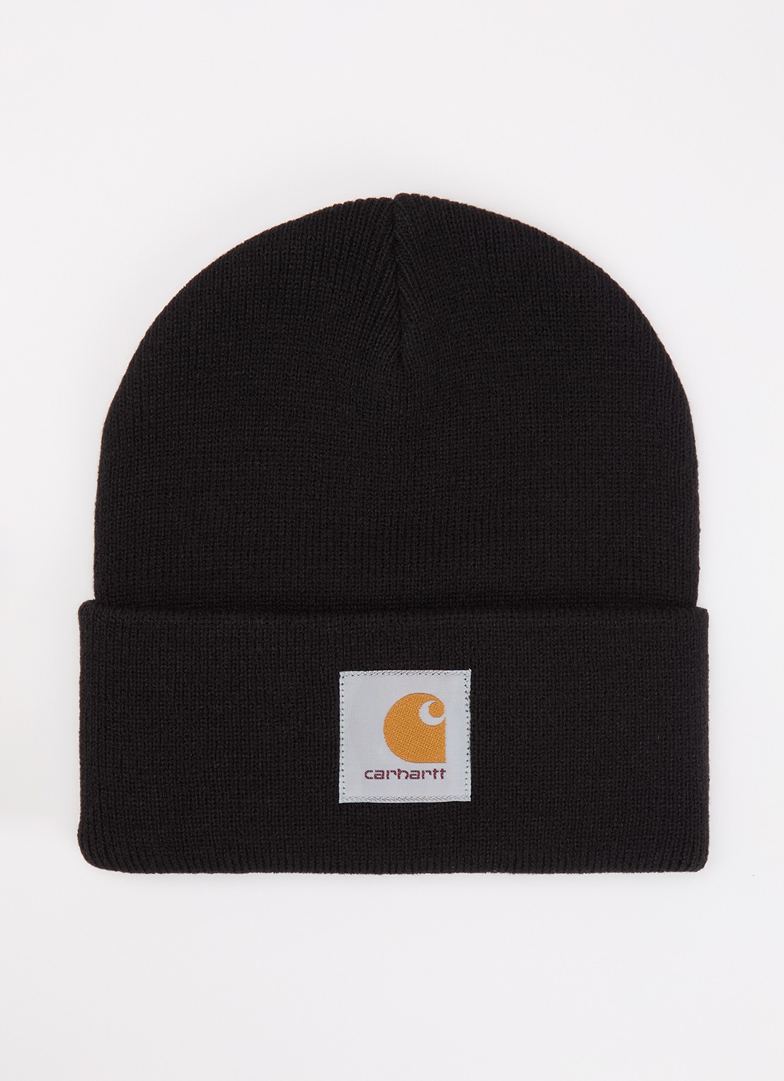 Carhartt WIP Fijngebreide muts met logo - voorkant zwart