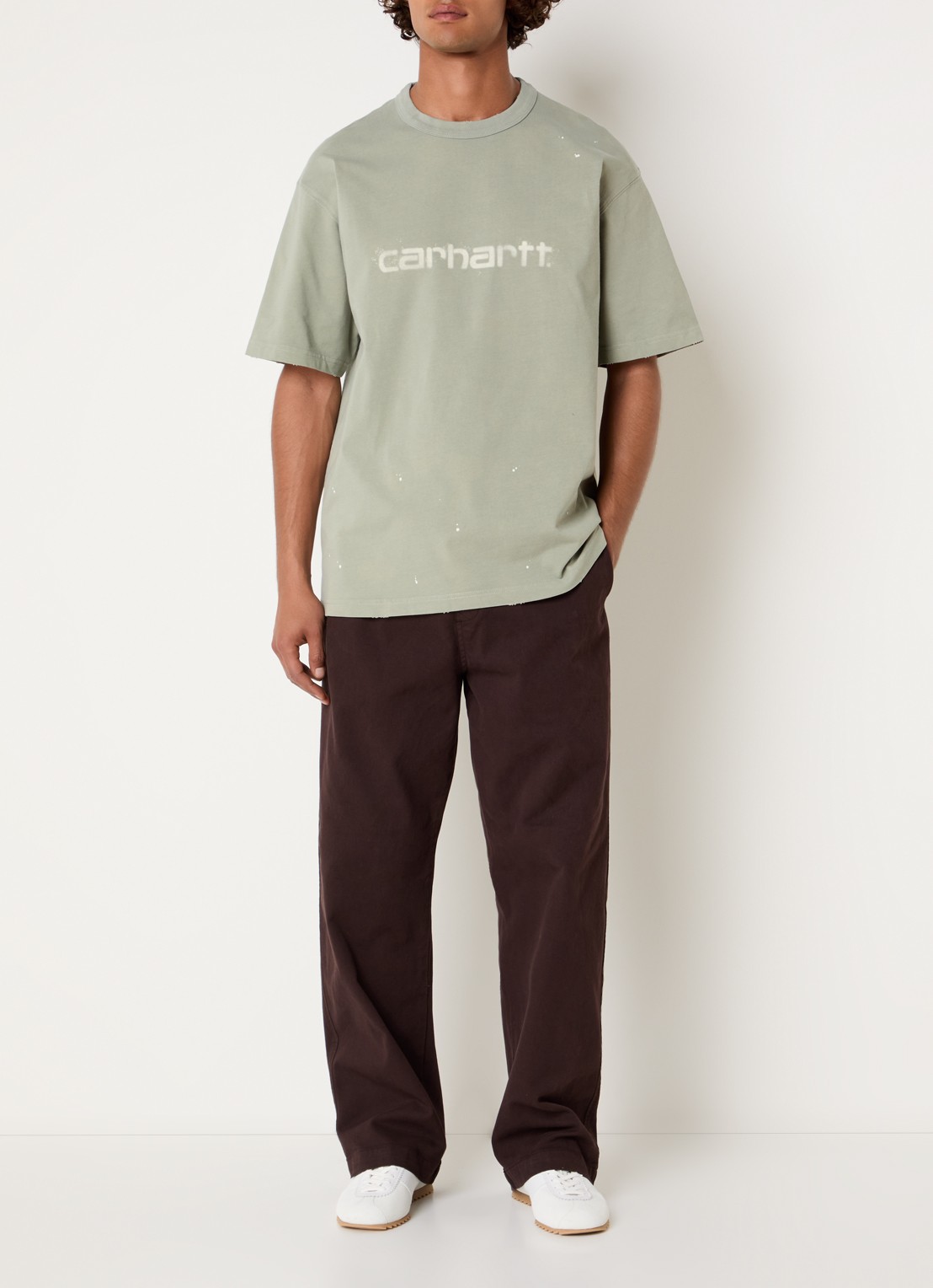 Carhartt WIP Floyde straight fit broek met steekzakken - voorkant 2 bruin