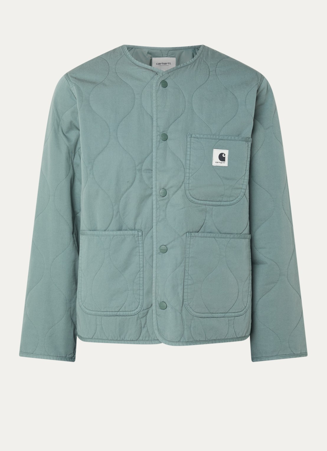 Carhartt WIP Gewatteerd jack met quilt patroon en opgestikte zakken - voorkant 3 zeegroen