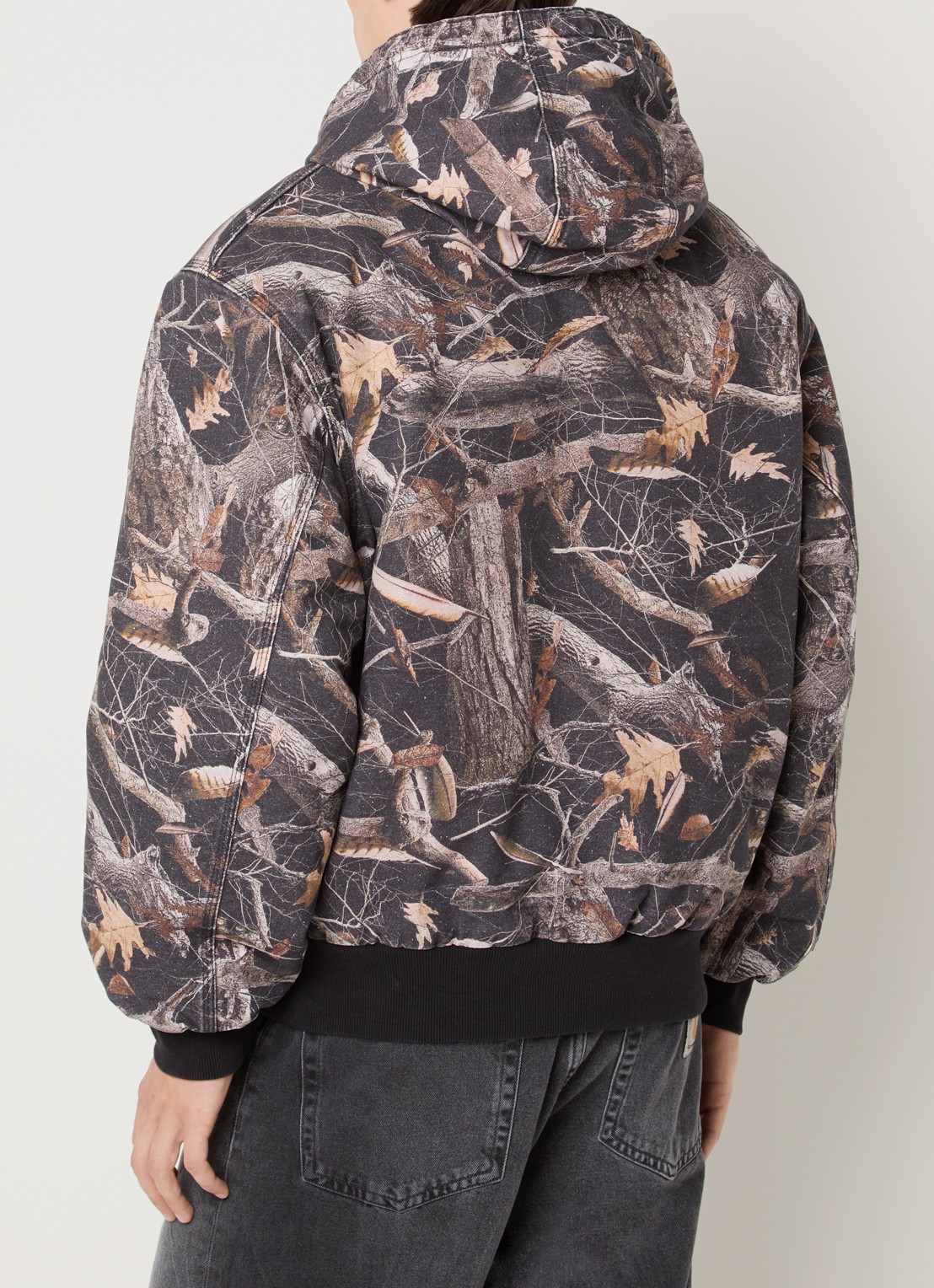 Carhartt WIP Gewatteerde jack met capuchon en steekzakken - achterkant 2 antraciet