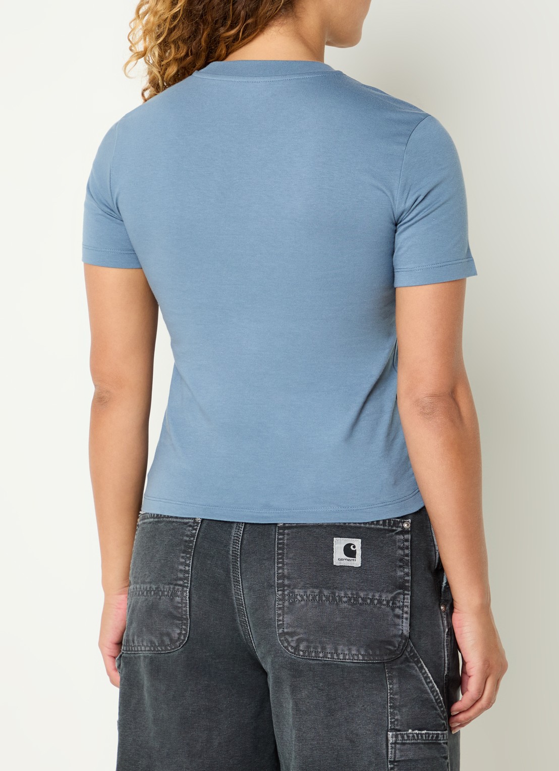 Carhartt WIP Gracious T-shirt met logoborduring - achterkant 4 blauwgrijs