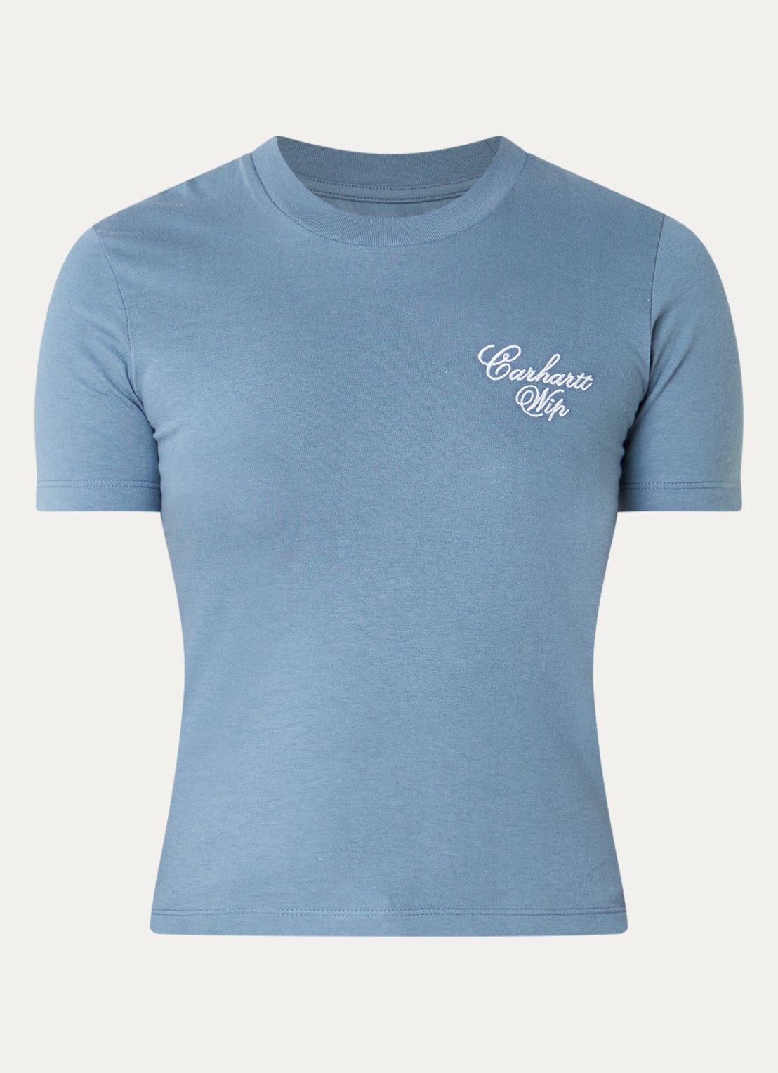 Carhartt WIP Gracious T-shirt met logoborduring - voorkant blauwgrijs