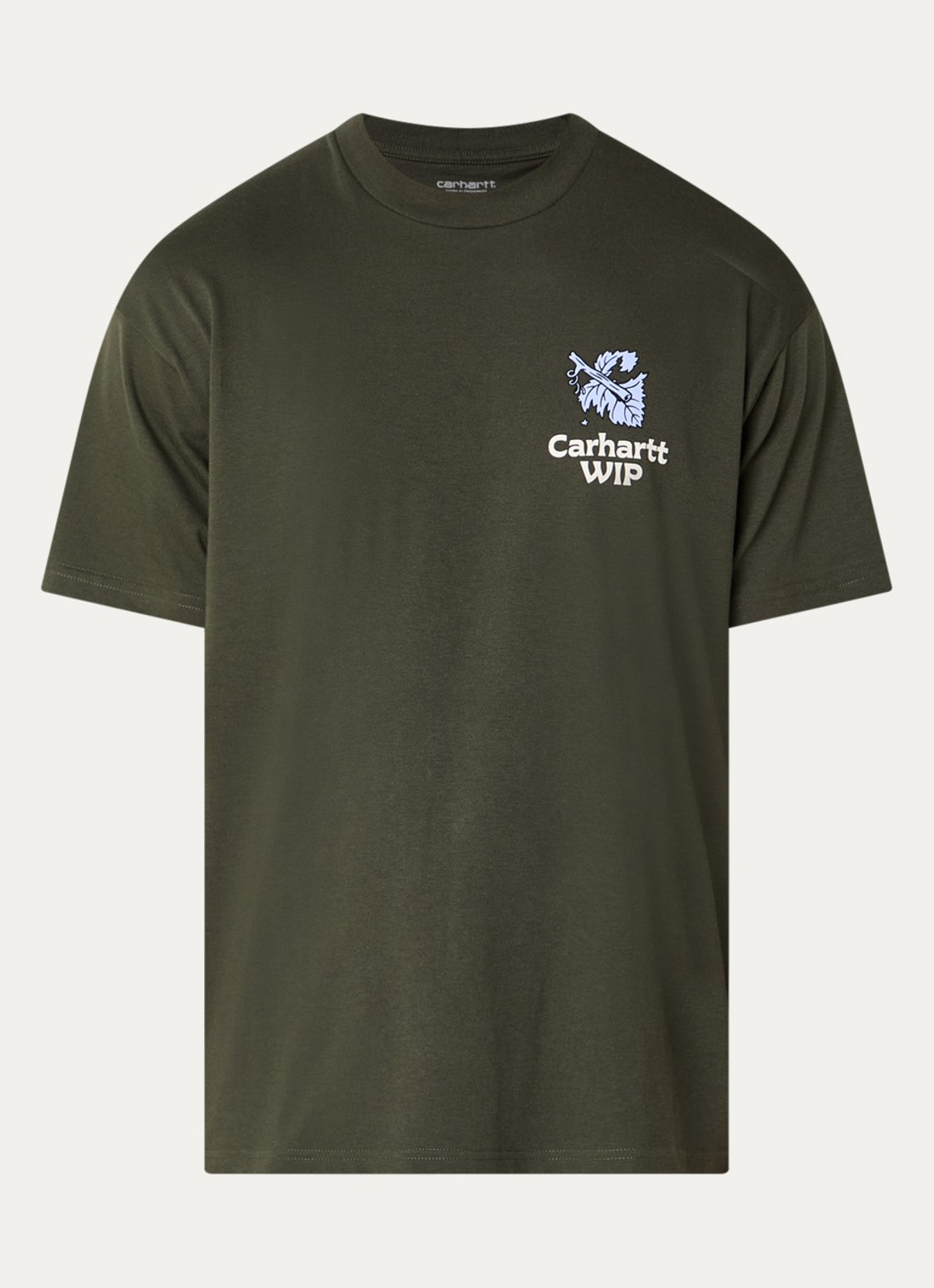 Carhartt WIP Grape Picker T-shirt met logo- en backprint - voorkant groen