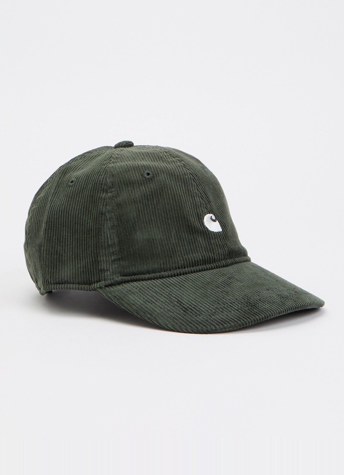 Carhartt WIP Harlem pet van corduroy met logo - voorkant legergroen