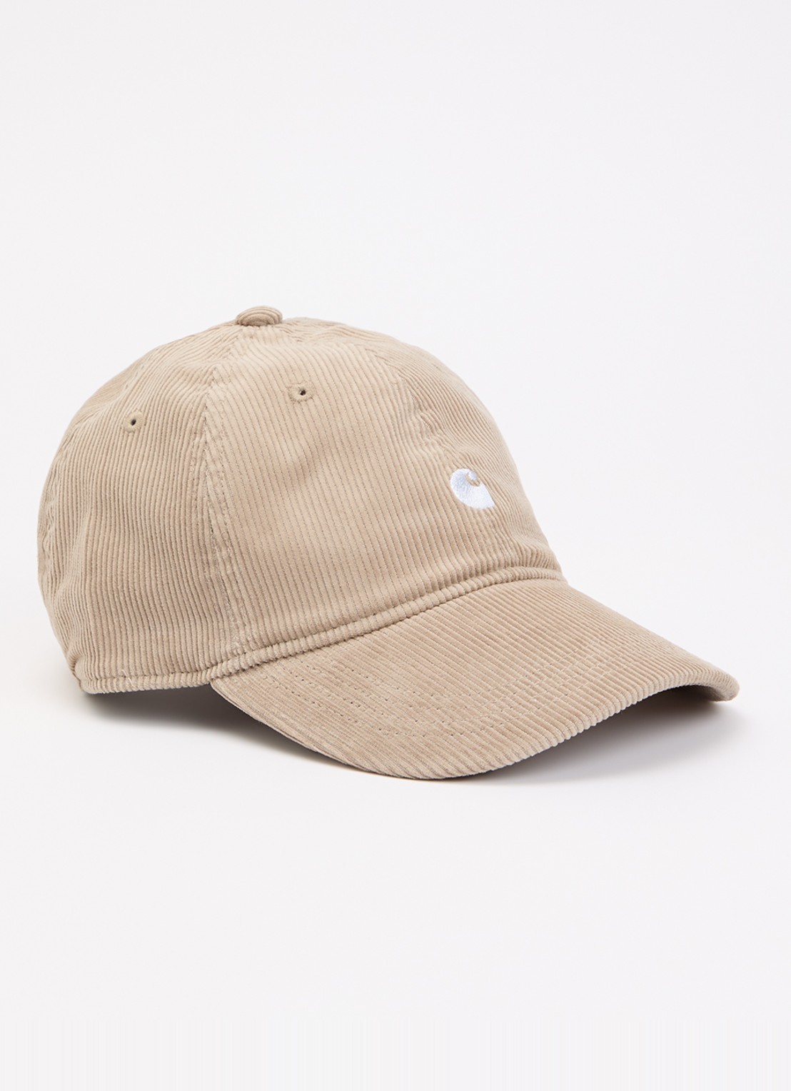 Carhartt WIP Harlem pet van corduroy met logoborduring - voorkant 2 khaki