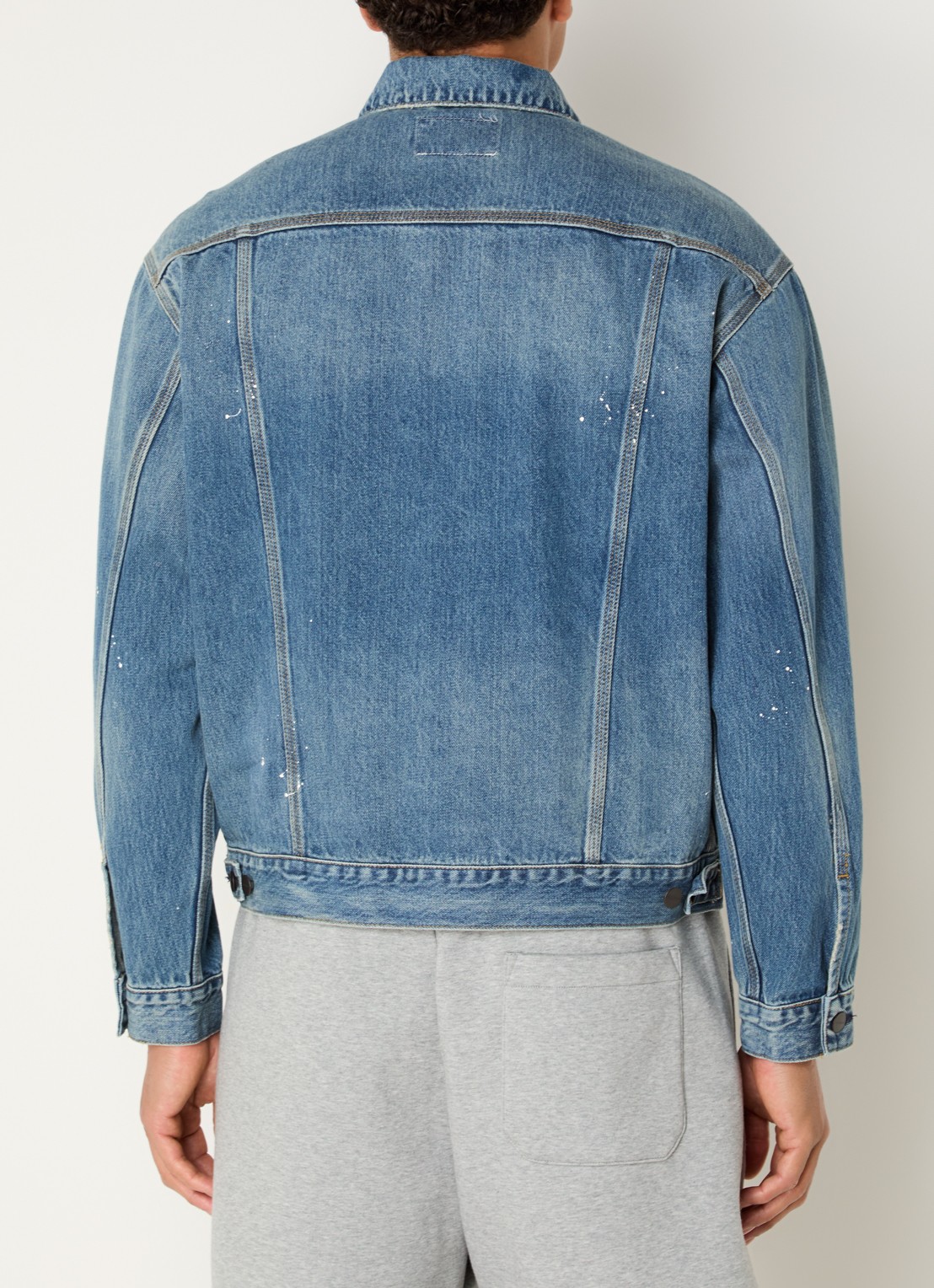 Carhartt WIP Helston spijkerjas met destroyed afwerking - achterkant 3 indigo