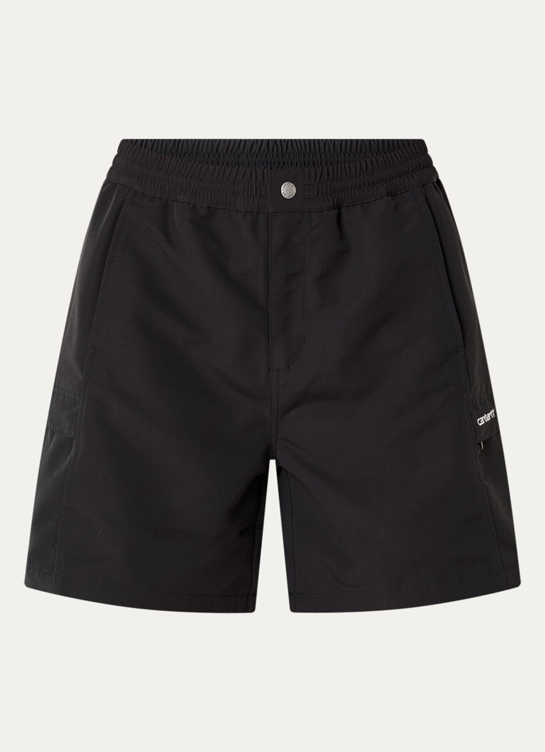 Carhartt WIP High waist straight fit korte broek met logo - voorkant 3 zwart