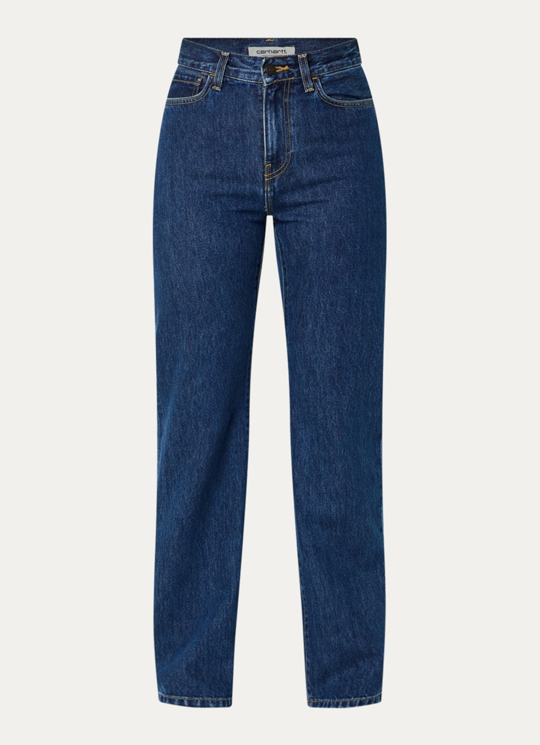 Carhartt WIP High waist straight leg jeans met donkere wassing - voorkant indigo
