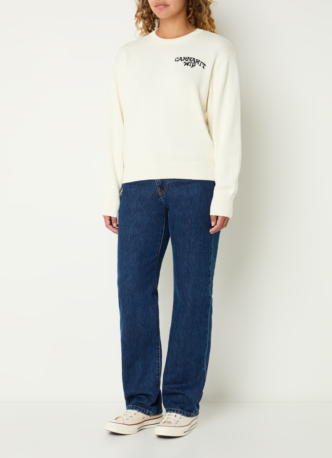 Carhartt WIP High waist straight leg jeans met donkere wassing - voorkant 2 indigo