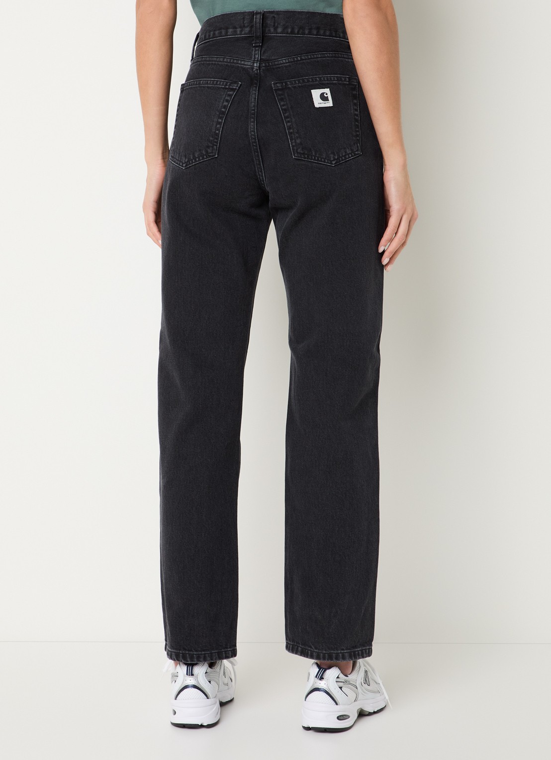 Carhartt WIP High waist straight leg jeans met gekleurde wassing - achterkant zwart